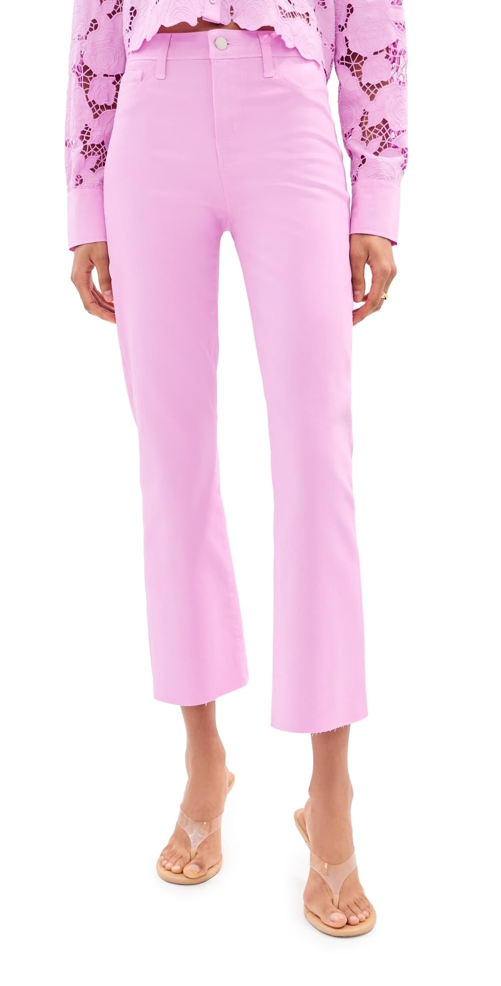 L'AGENCE Kendra Crop Flare Jeans Peony Coated