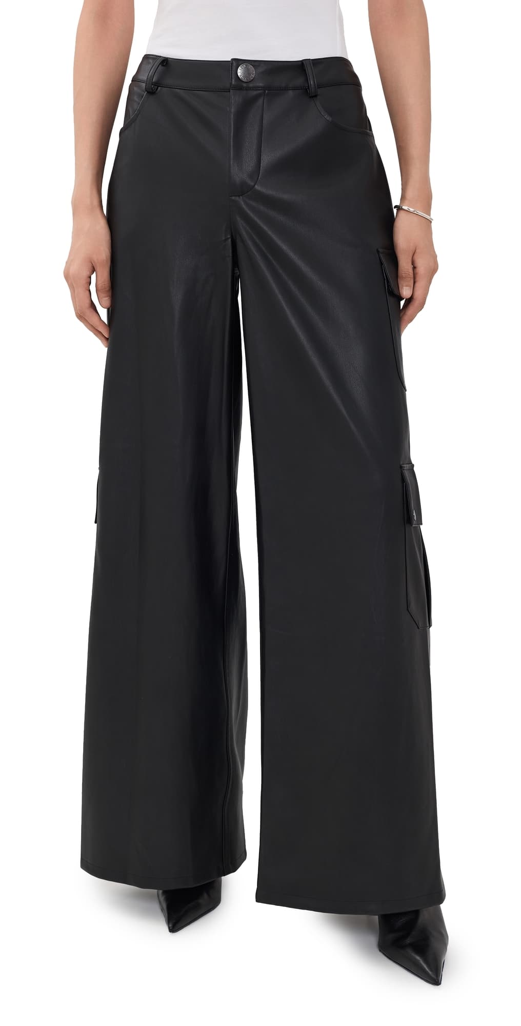L'AGENCE Isolde Faux Leather Cargo Pants Black