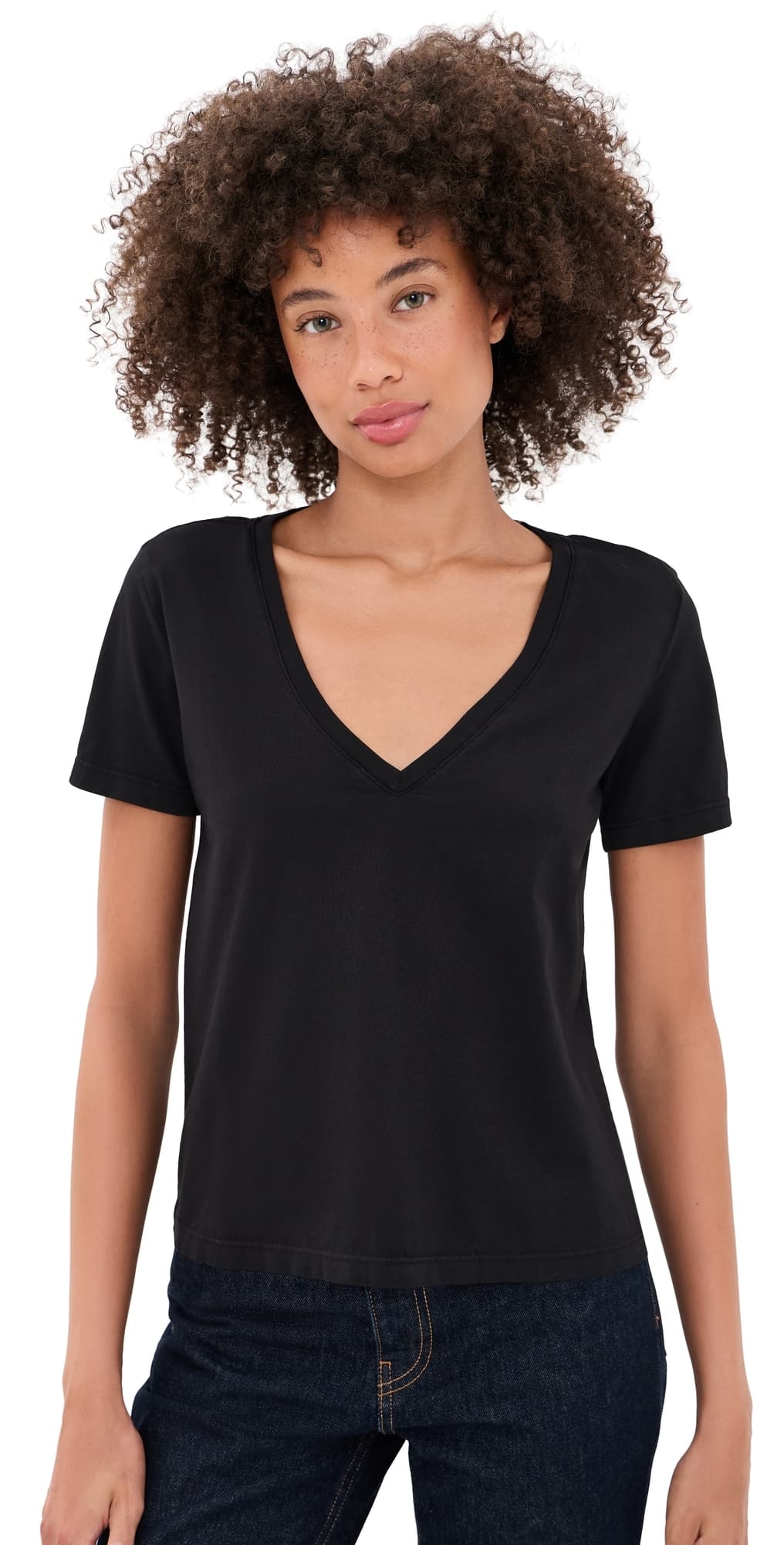 L'AGENCE Brianna V Neck Tee Black