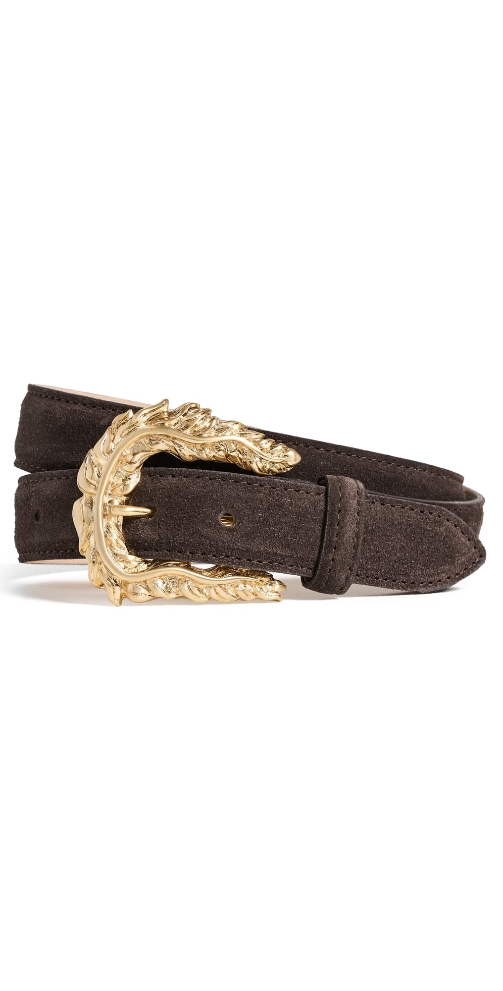 L'AGENCE Sedaris Feathered Edge Belt Chocolate Suede