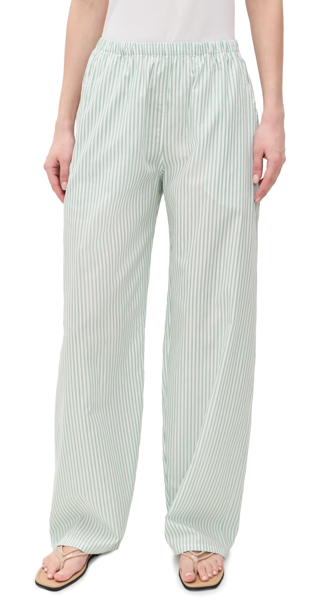 Leset Yoshi Stripe Wide Leg Pants Vert Stripe
