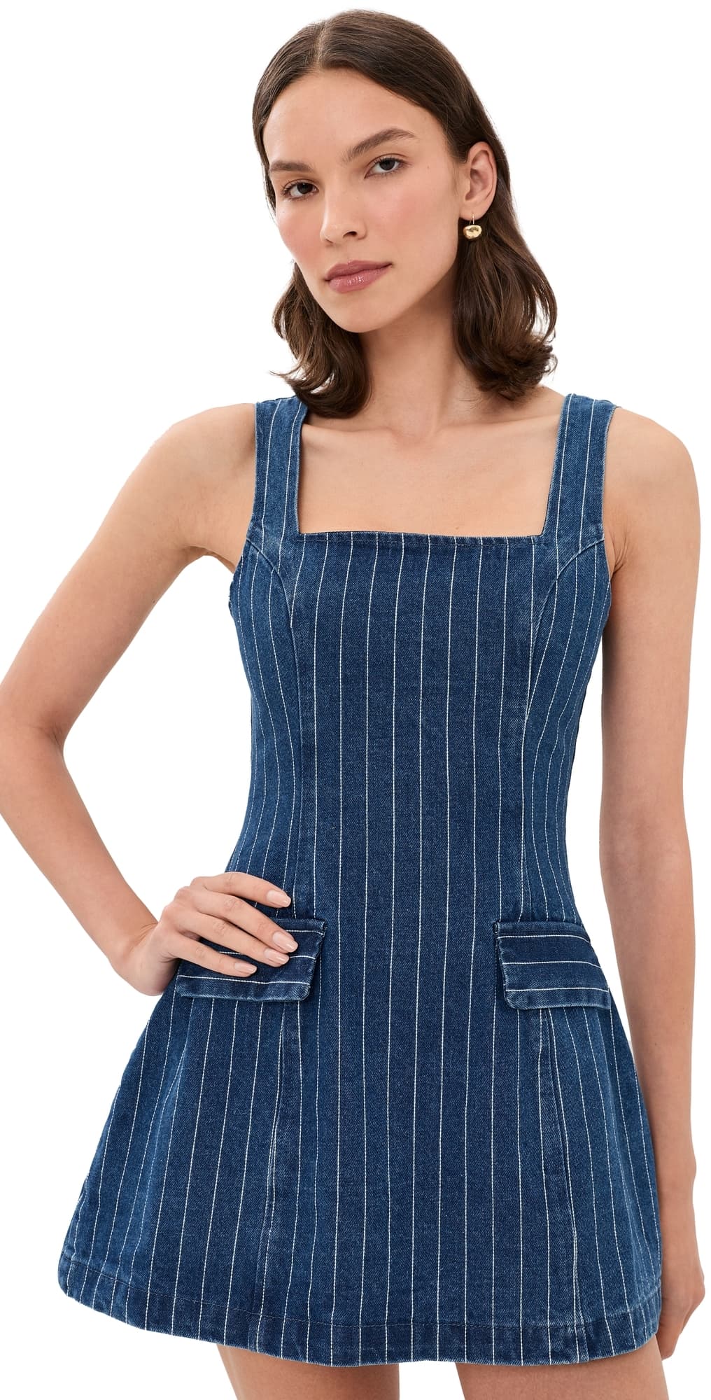 Line & Dot Monah Denim Mini Dress Blue
