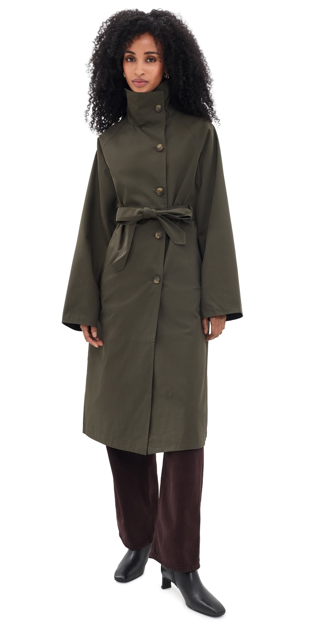 Line & Dot Palmer Reversible Trench Coat Olive