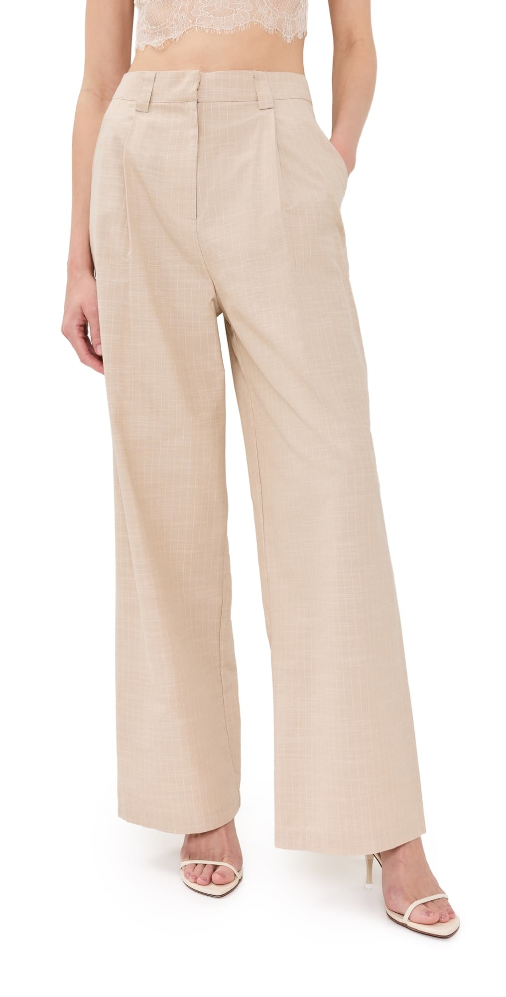 Lioness La Quinta Pants Tan Pinstripe