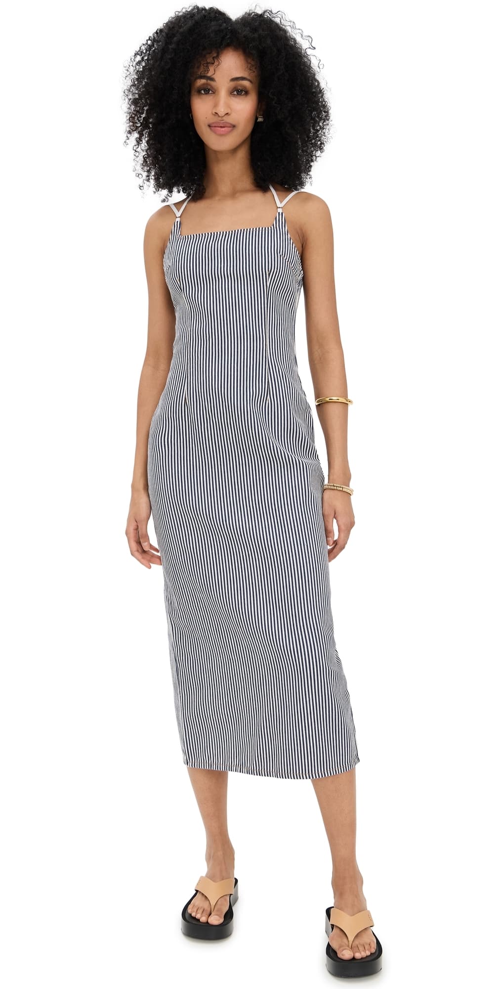 Lioness Birkin Midi Dress Navy Stripe