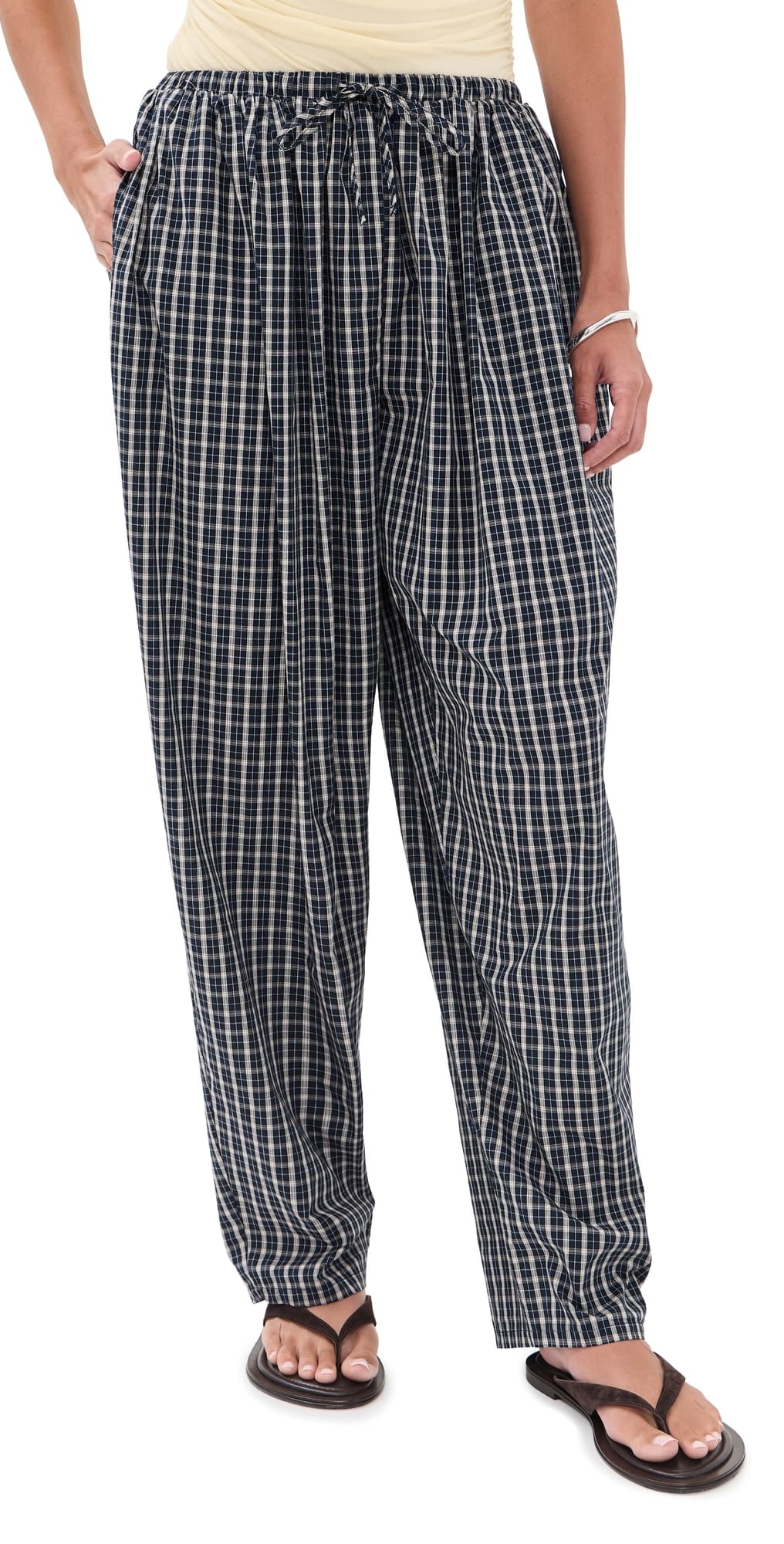 Lioness Aura Pants Navy Lemon Plaid