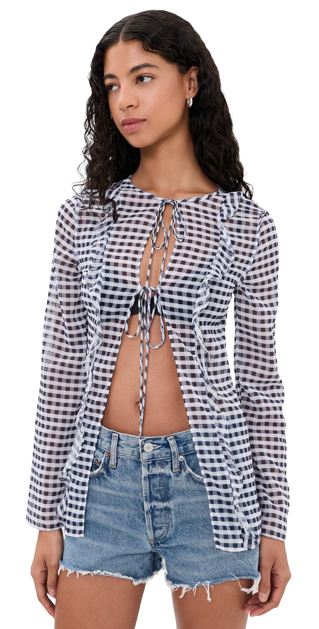 Lioness Barely There Tie Top Noir Check