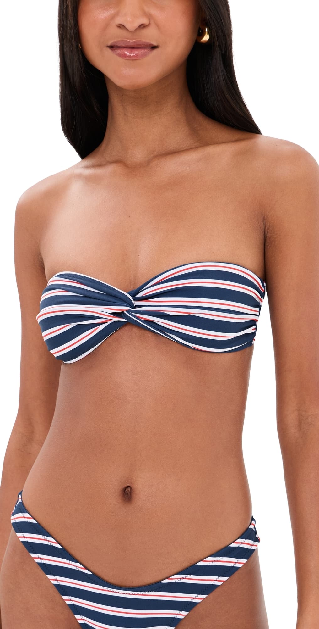 Lioness Bisous Bandeau Bikini Top Navy Stripe