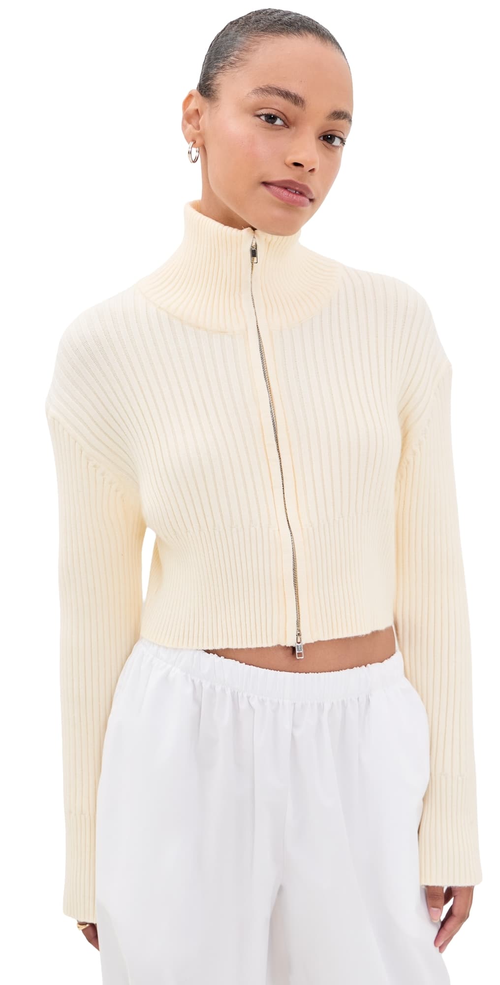 Lioness Priority Knit Zip Cardigan Cream