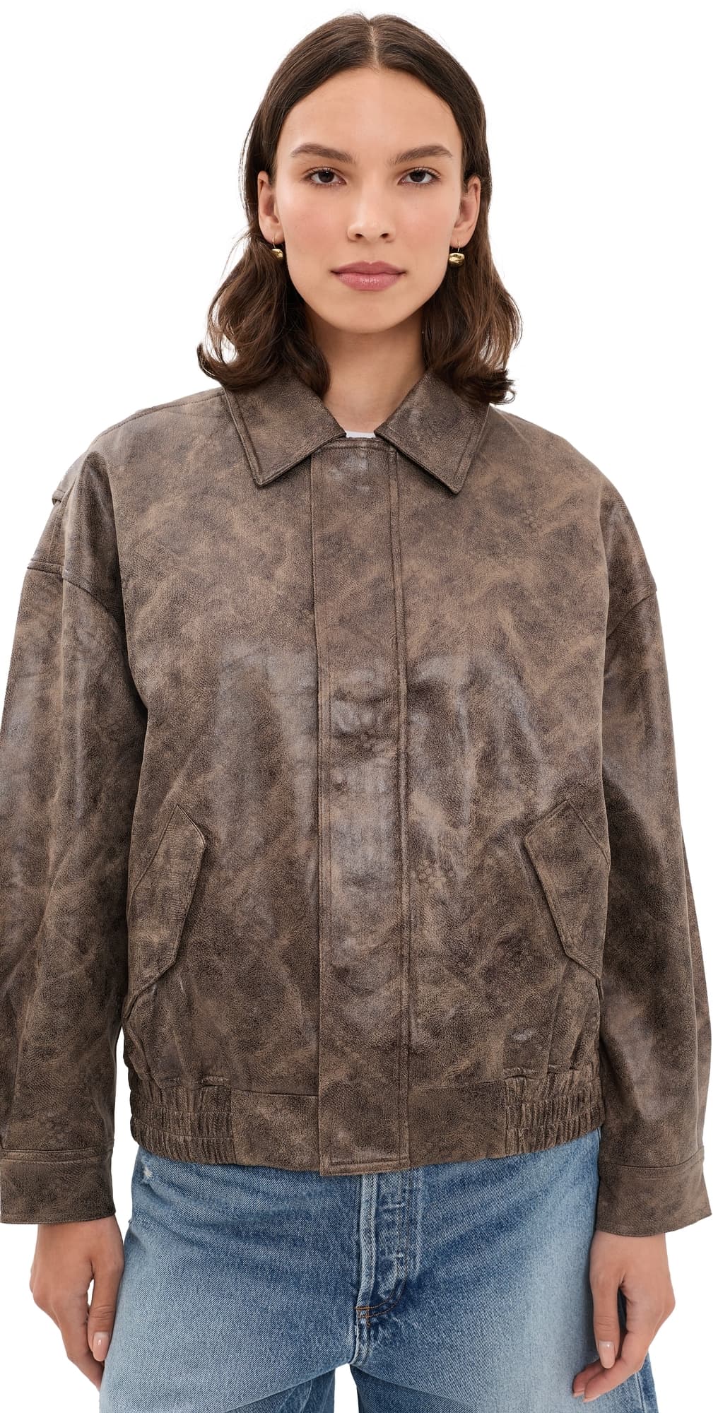 Lioness Faux Leather Kenny Bomber Chocolate