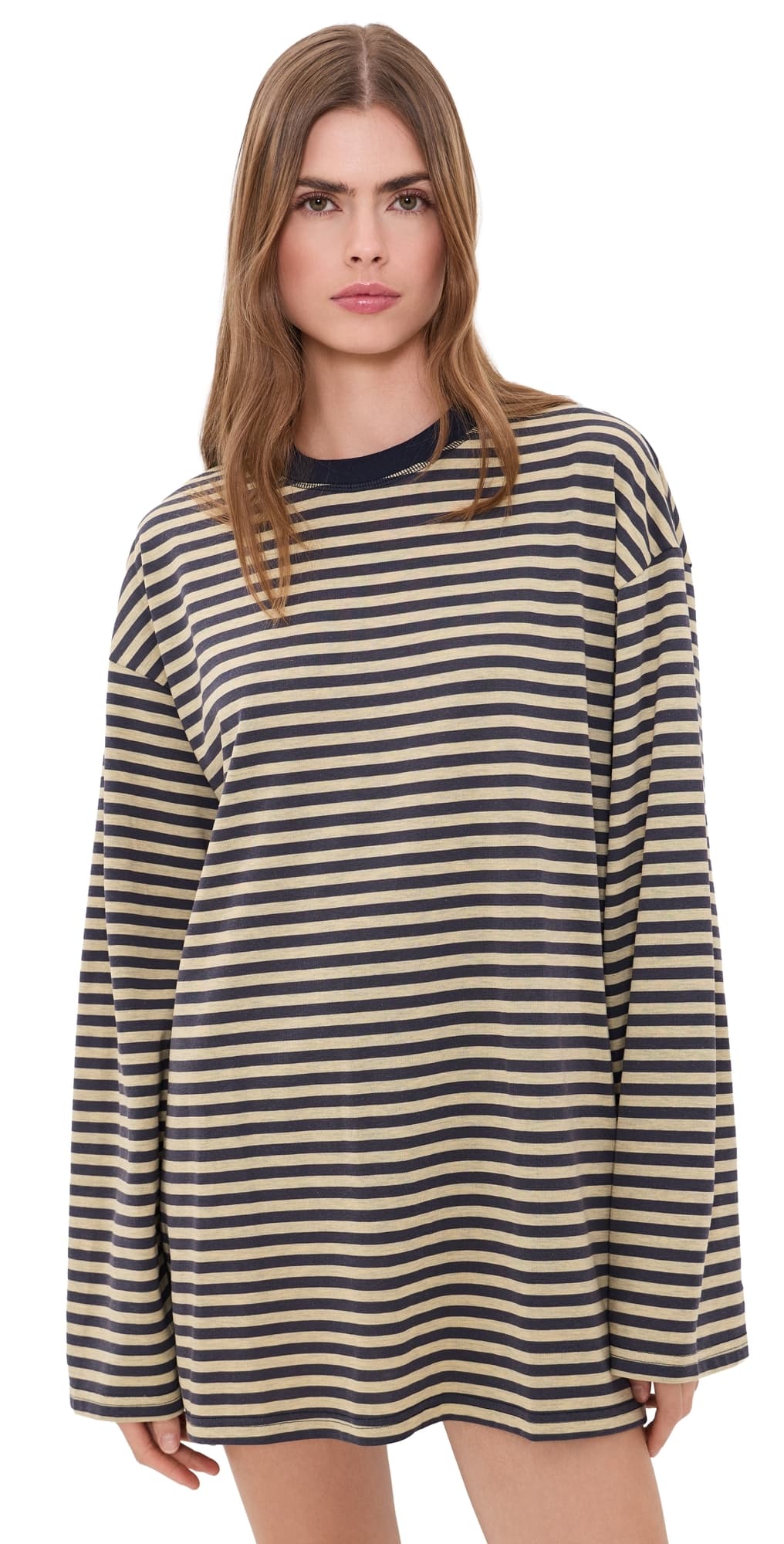 Lioness Bloom T-Shirt Mini Dress Beige Stripe
