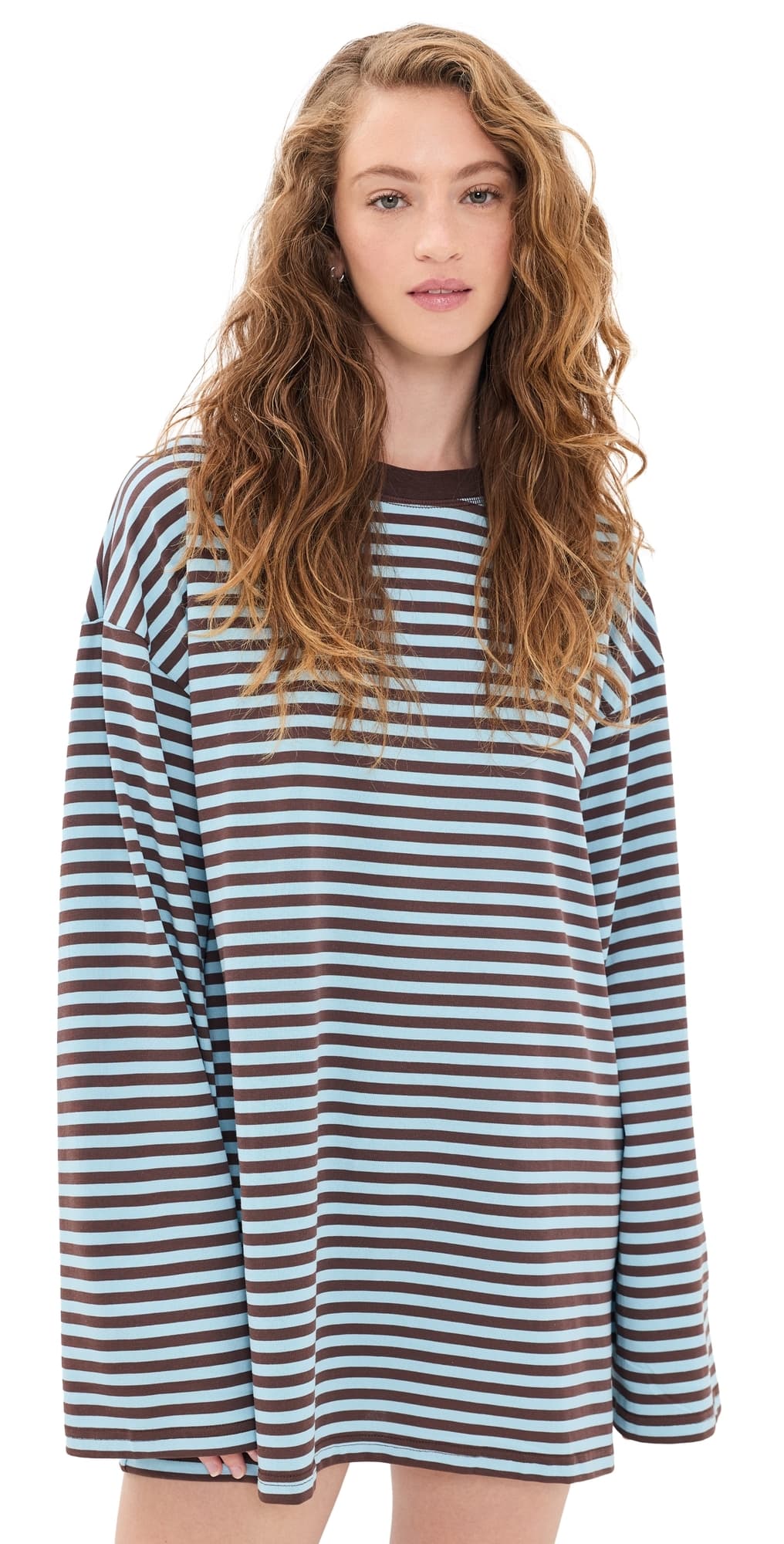 Lioness Bloom T-Shirt Mini Dress Chocolate Sea Stripe