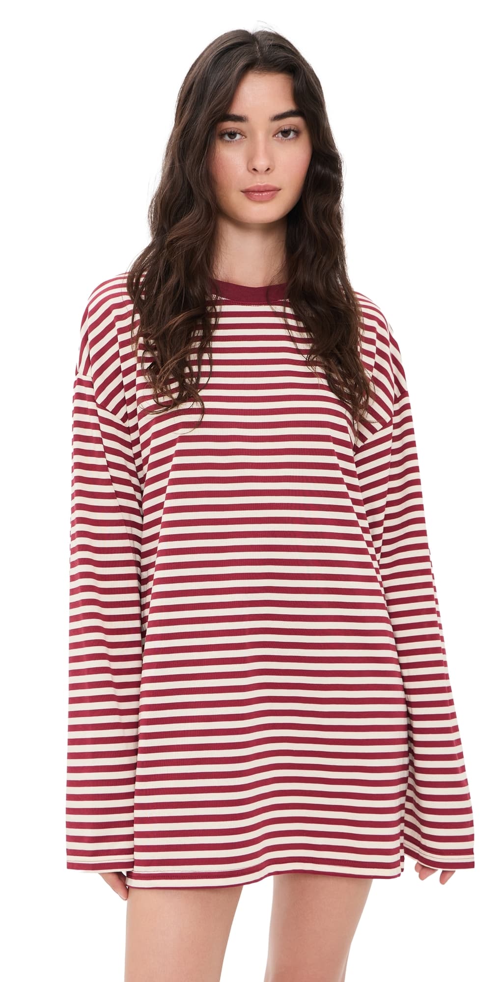 Lioness Bloom T-Shirt Mini Dress Wine Stripe