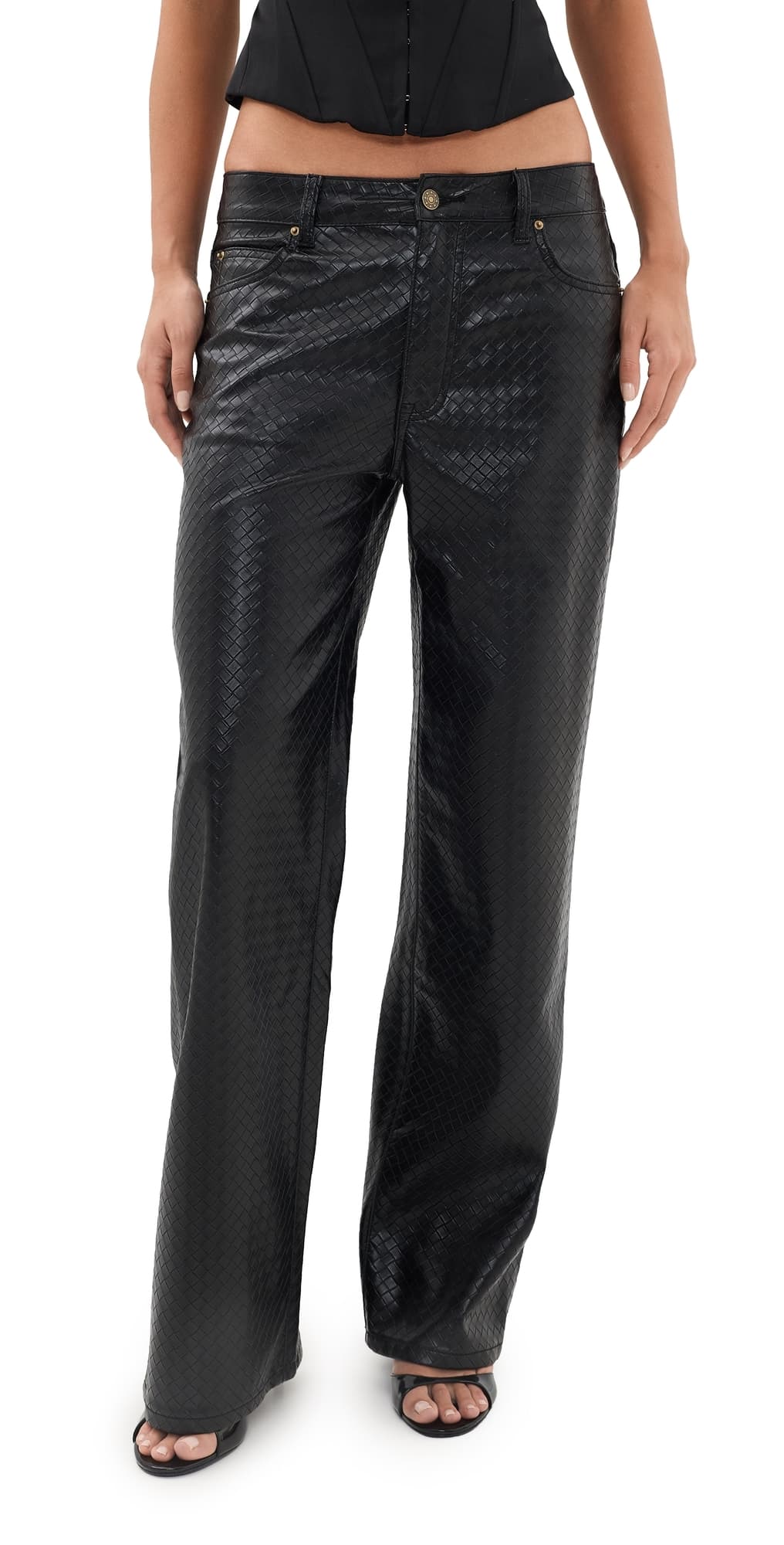 Lioness Top Model Faux Leather Pants Noir