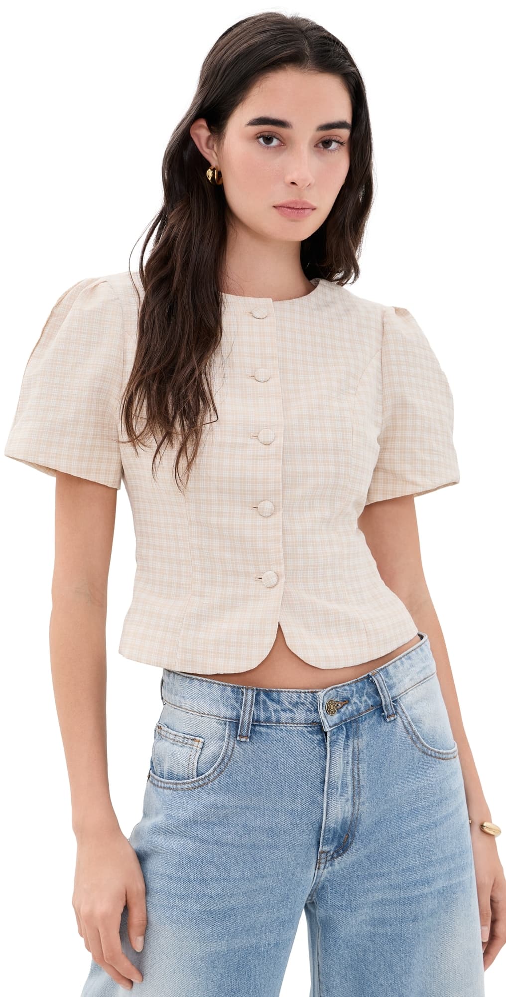 Lioness Femme Blouse Beige Check