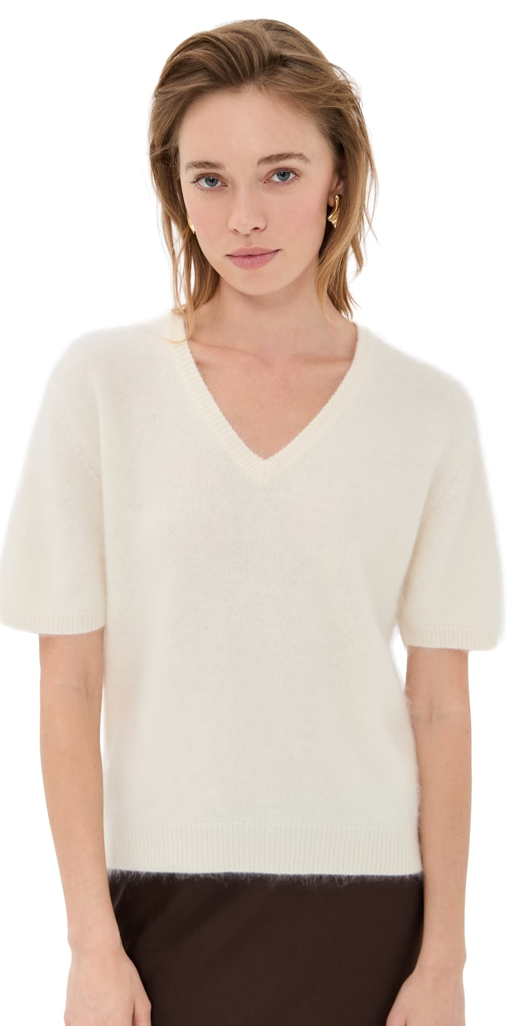 LISA YANG Lovisa Cashmere T-Shirt Cream Brushed