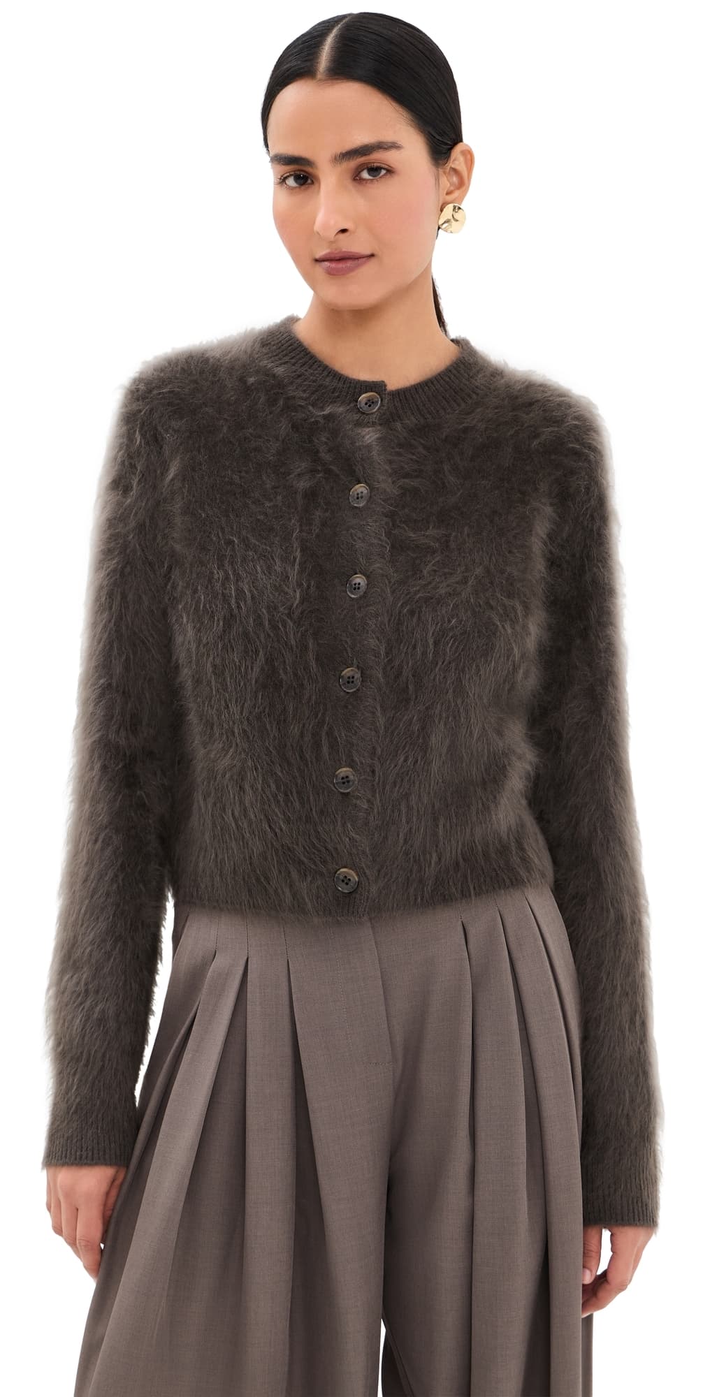LISA YANG Azalea Cashmere Cardigan Dark Fern Brushed