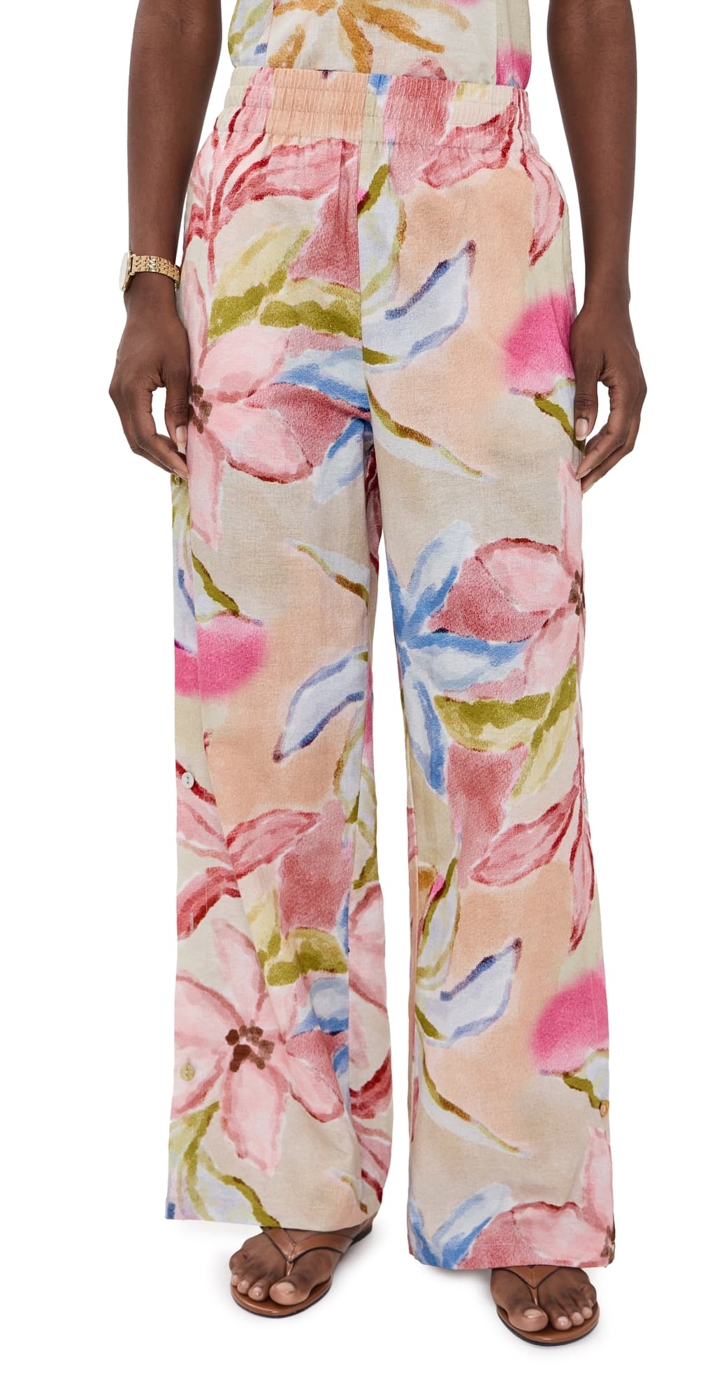 Little Lies Gardenia Linen Pants Print
