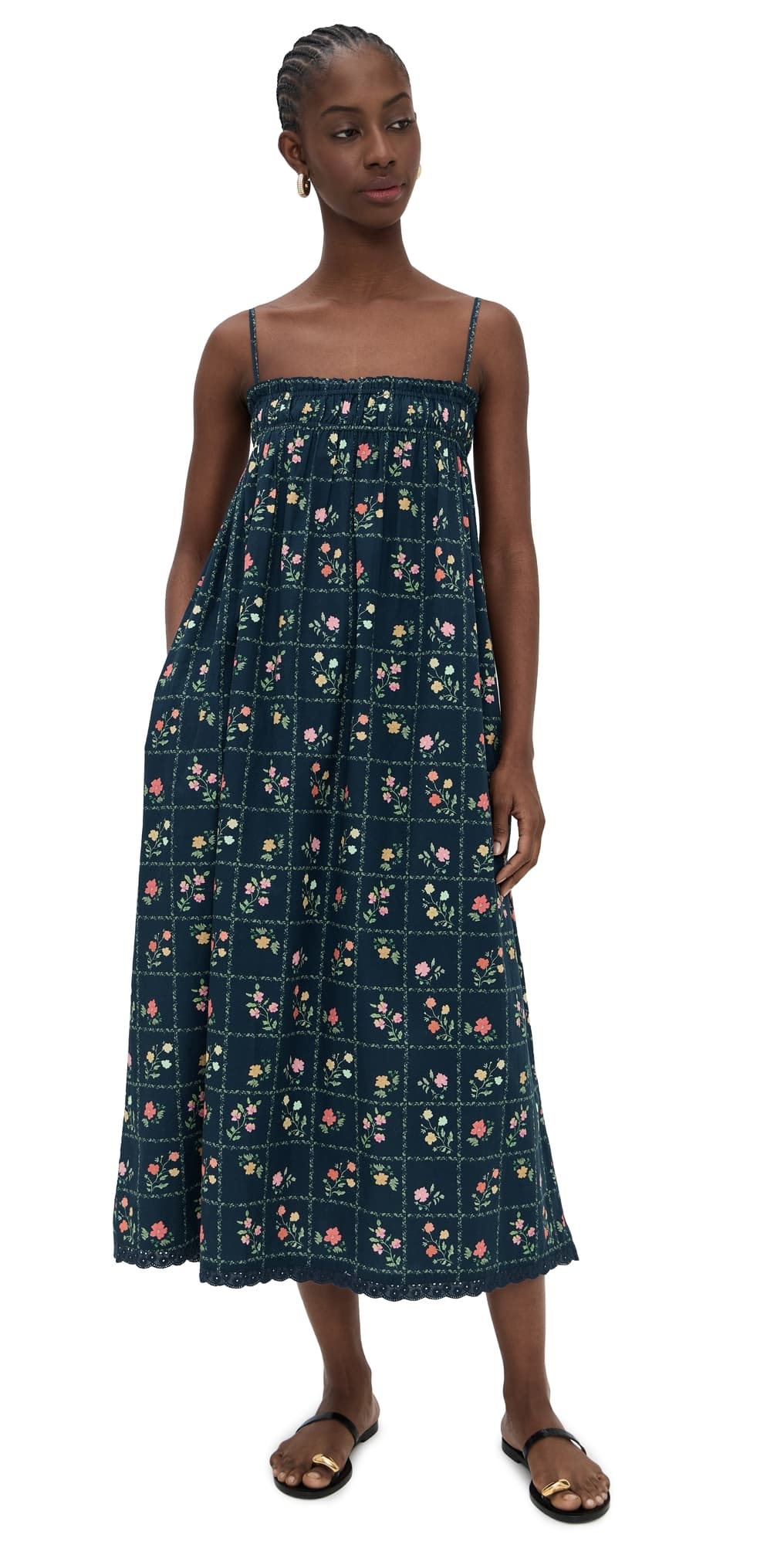 La Maregold Sammy Dress Navy Floral Grid