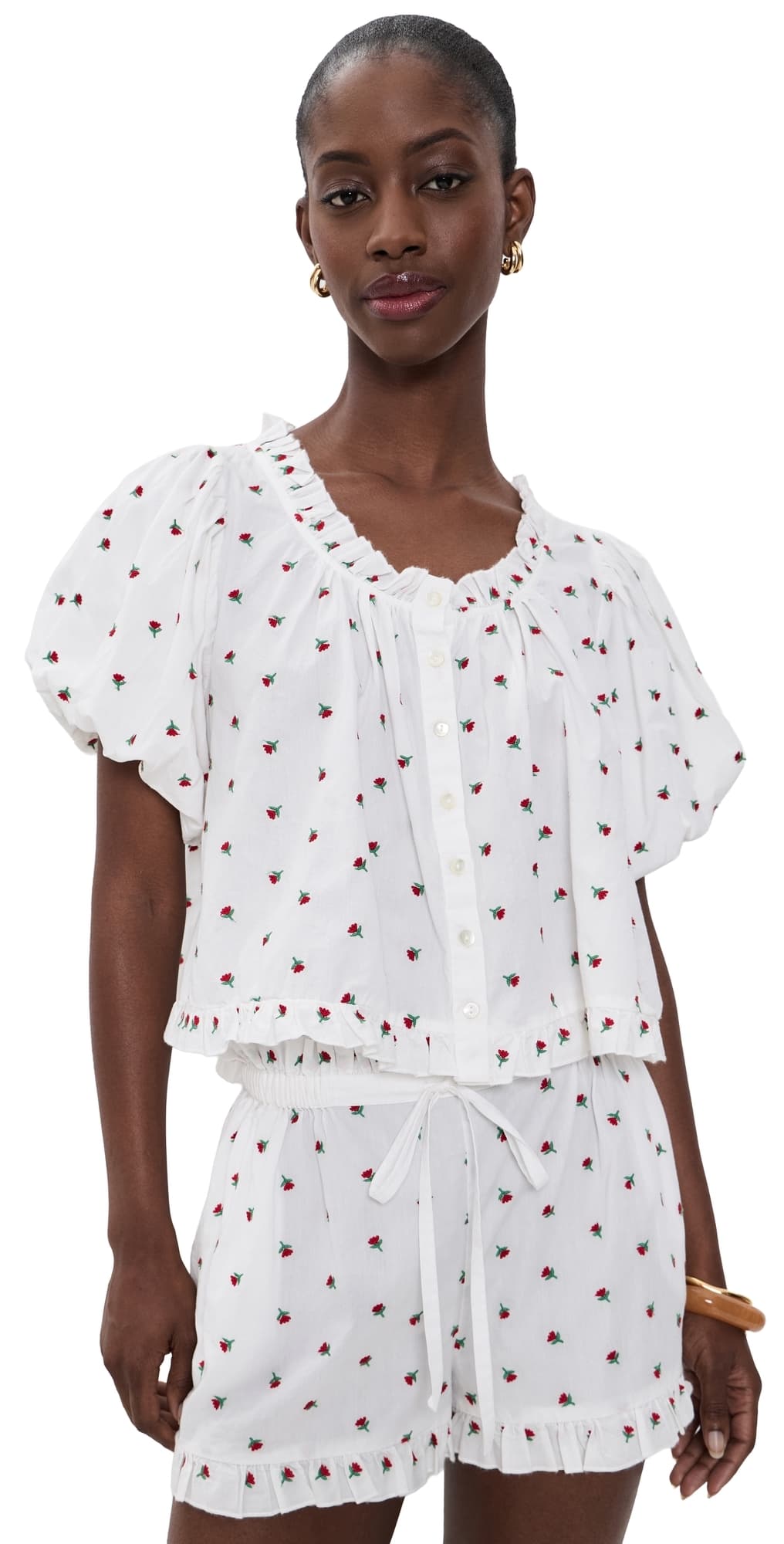 La Maregold The Charlotte Top White Petite Flower