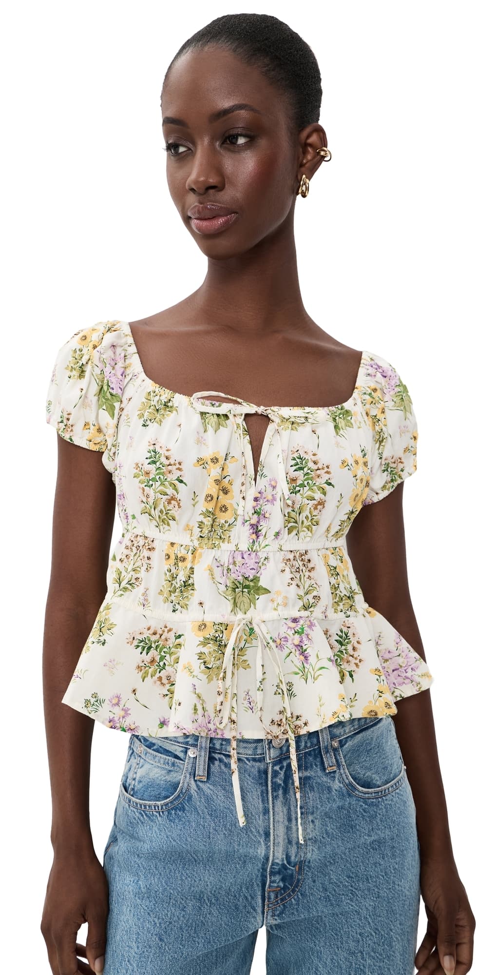 La Maregold The Iris Top Small Botanical Ivory Lavender