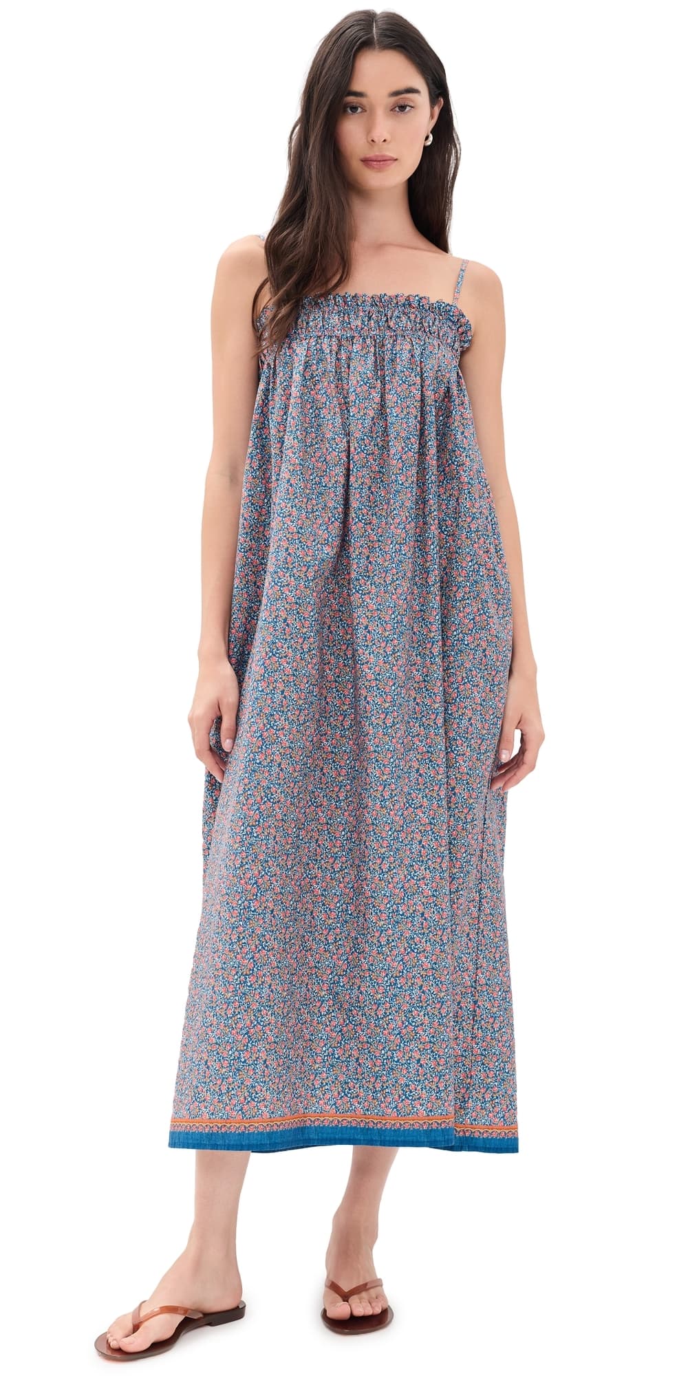 La Maregold Sammy Midi Dress Blue Linen Bloom