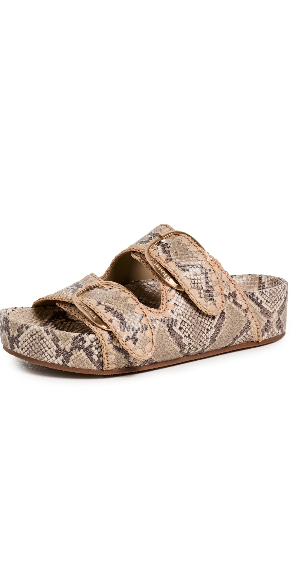 Loeffler Randall Nico Two Band Sandals Snake/Natural