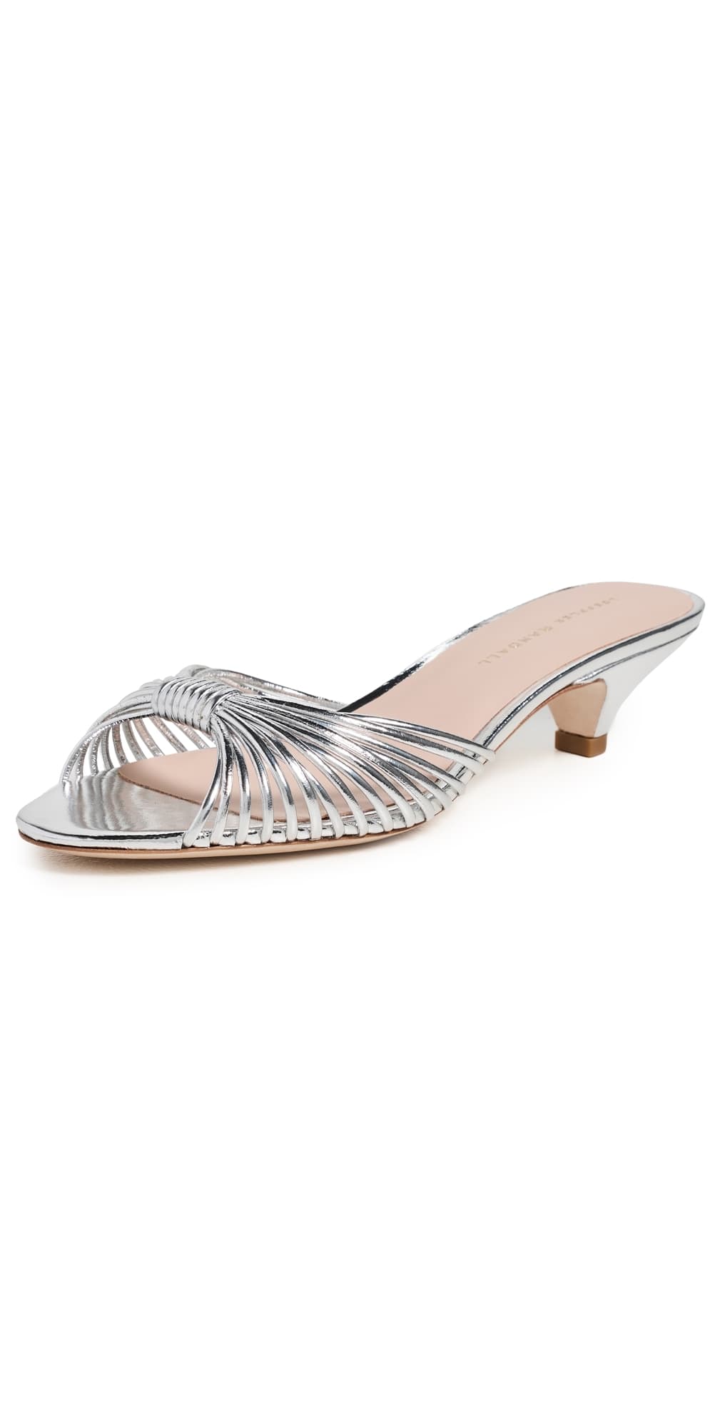 Loeffler Randall Dixie Strappy Kitten Sandals Silver