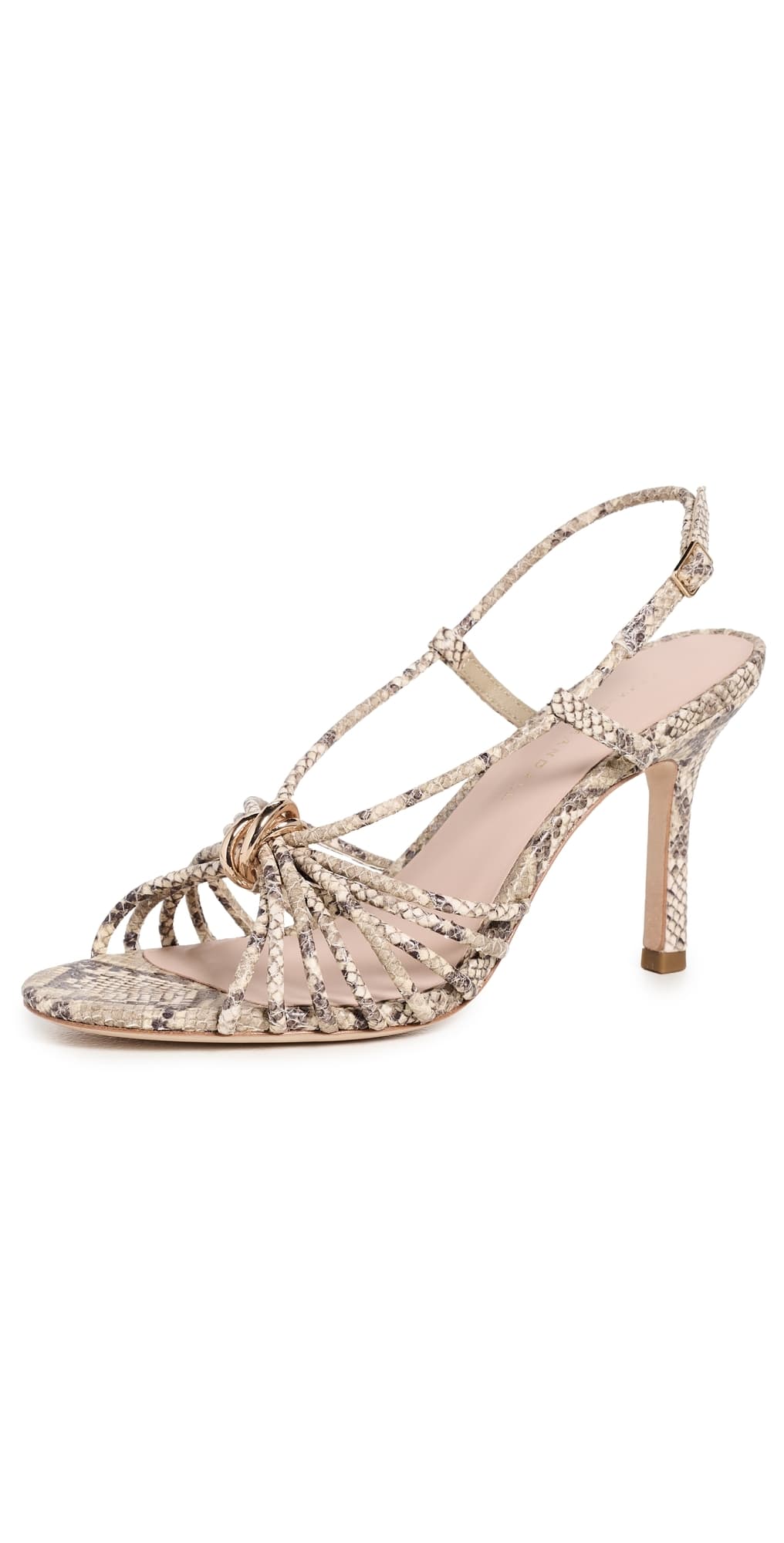 Loeffler Randall Mareka Strappy Heels with Hardware Natural Snake