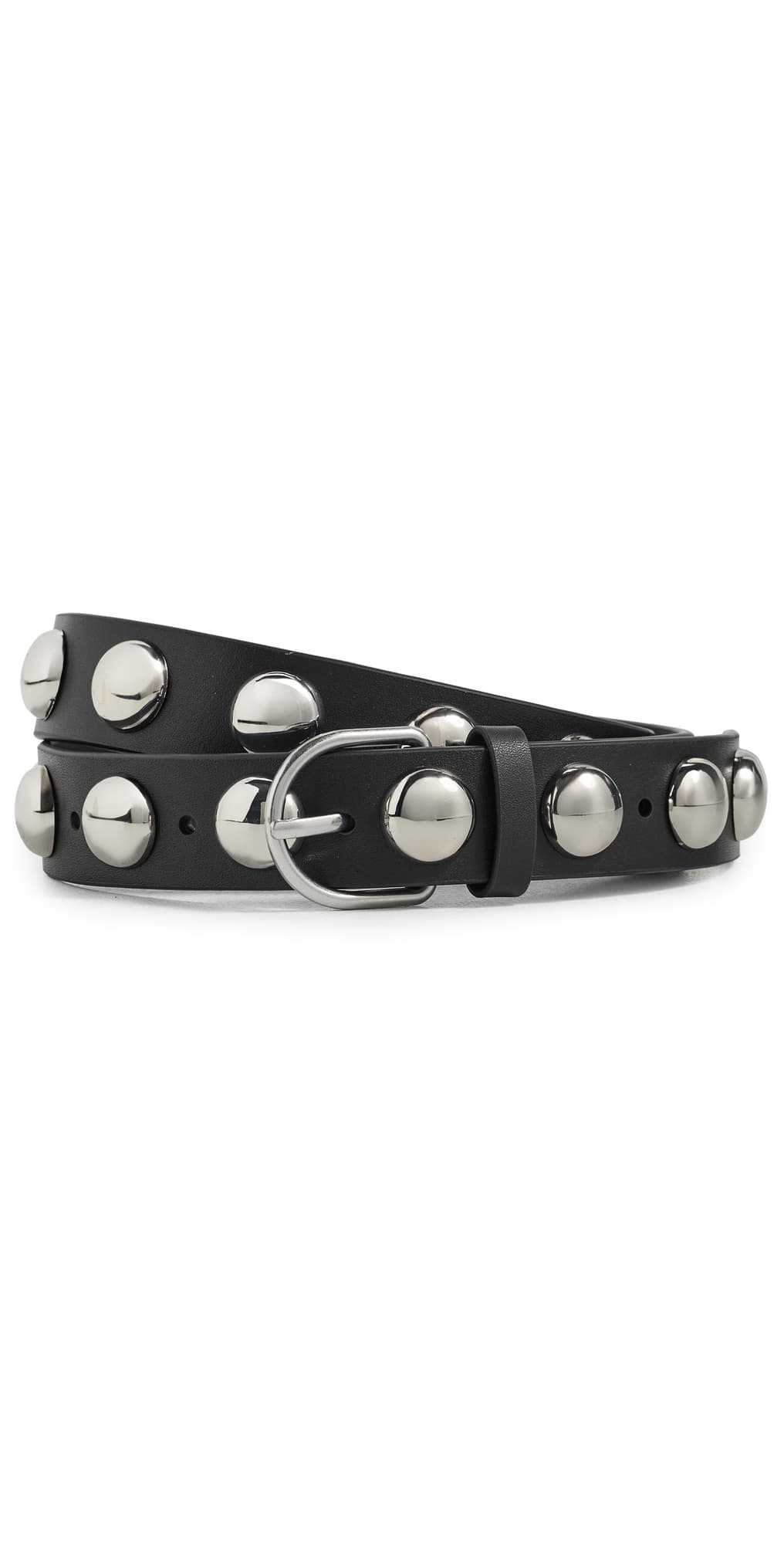 Loeffler Randall Issa Dome Studded Belt Black Vachetta w/ Studded Silver