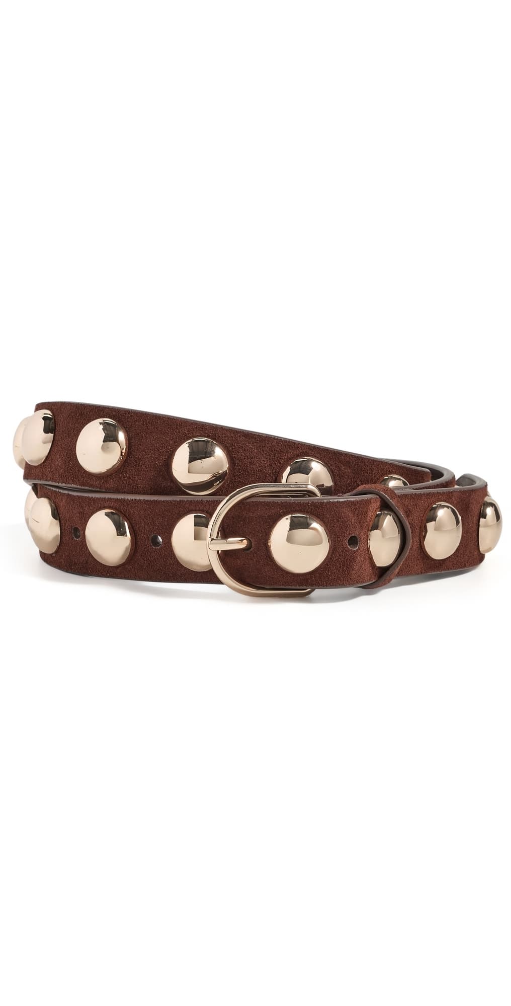 Loeffler Randall Issa Dome Studded Belt Espresso Suede w/ Studded Cham · M/L