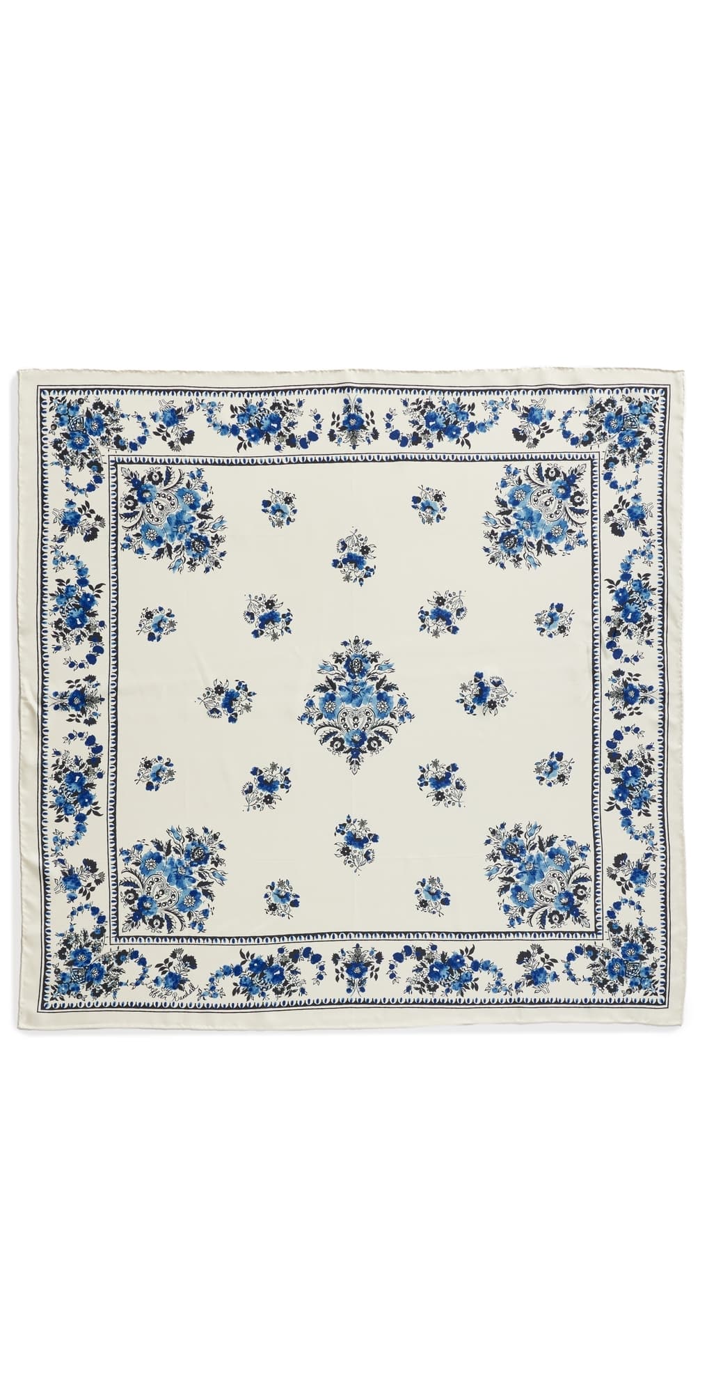 Loeffler Randall Beverly Silk Scarf Cream/Blue Silk