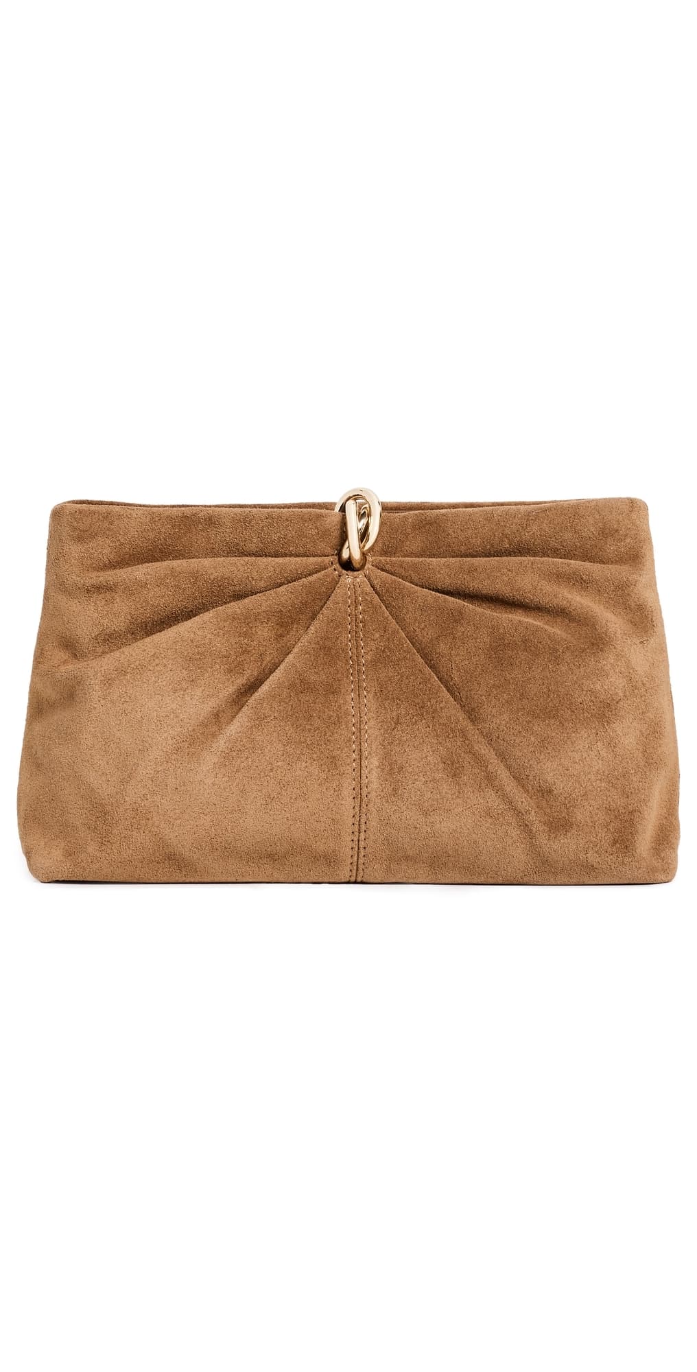 Loeffler Randall Corrine Gathered Multi Ring Suede Clutch Toffee