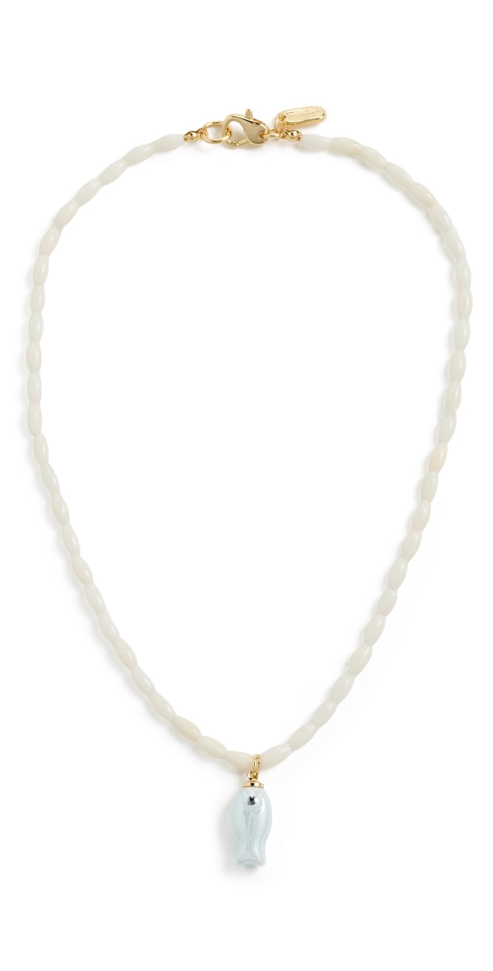 Logan Tay Mother of Pearl Beaded Fish Necklace White
