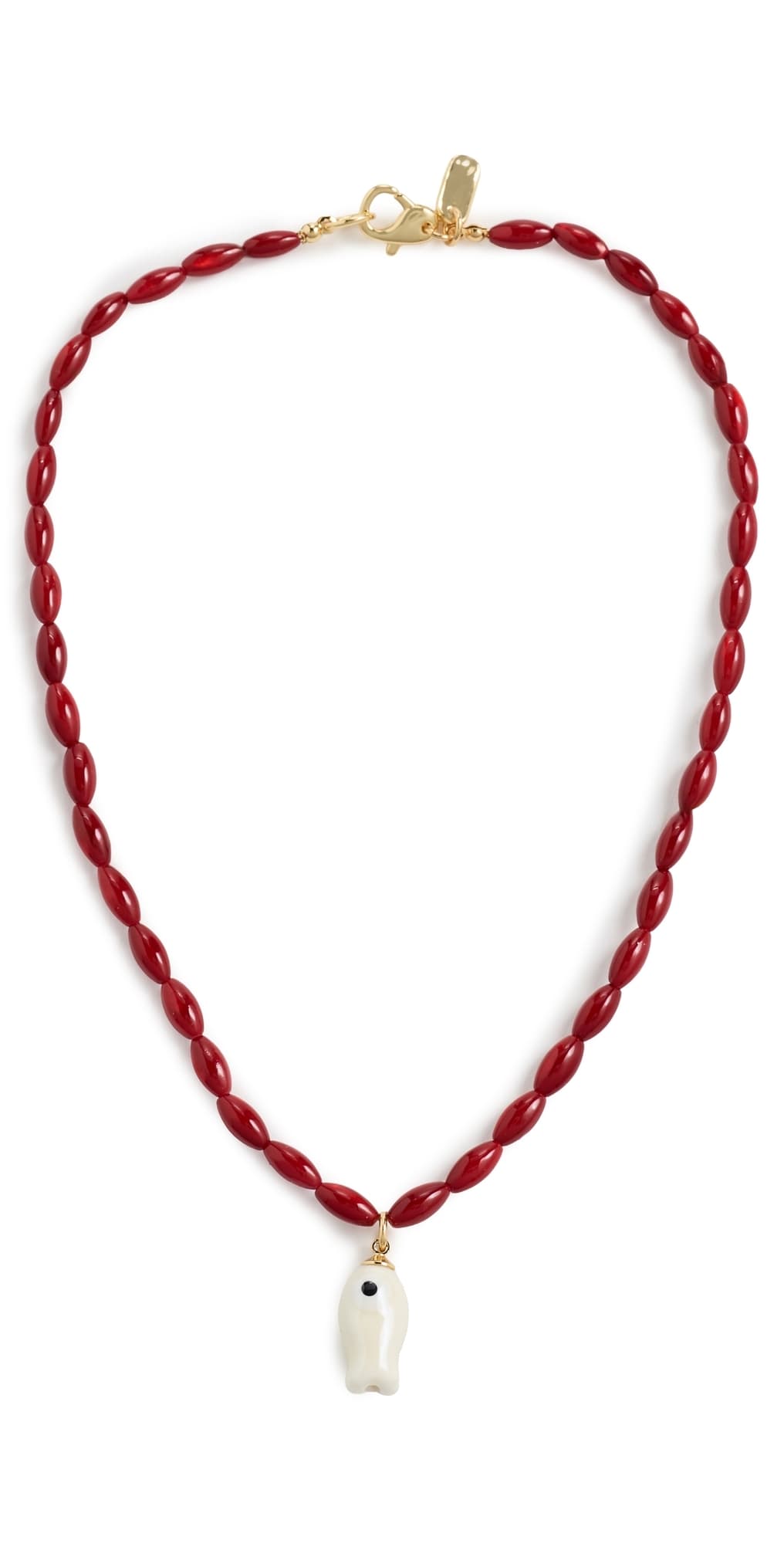 Logan Tay Red Beaded Fish Necklace Red