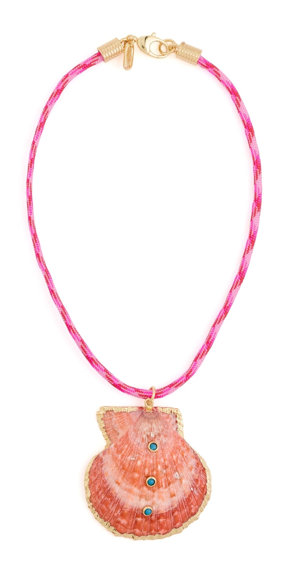 Logan Tay Dark Pink Rope Seashell Necklace Pink