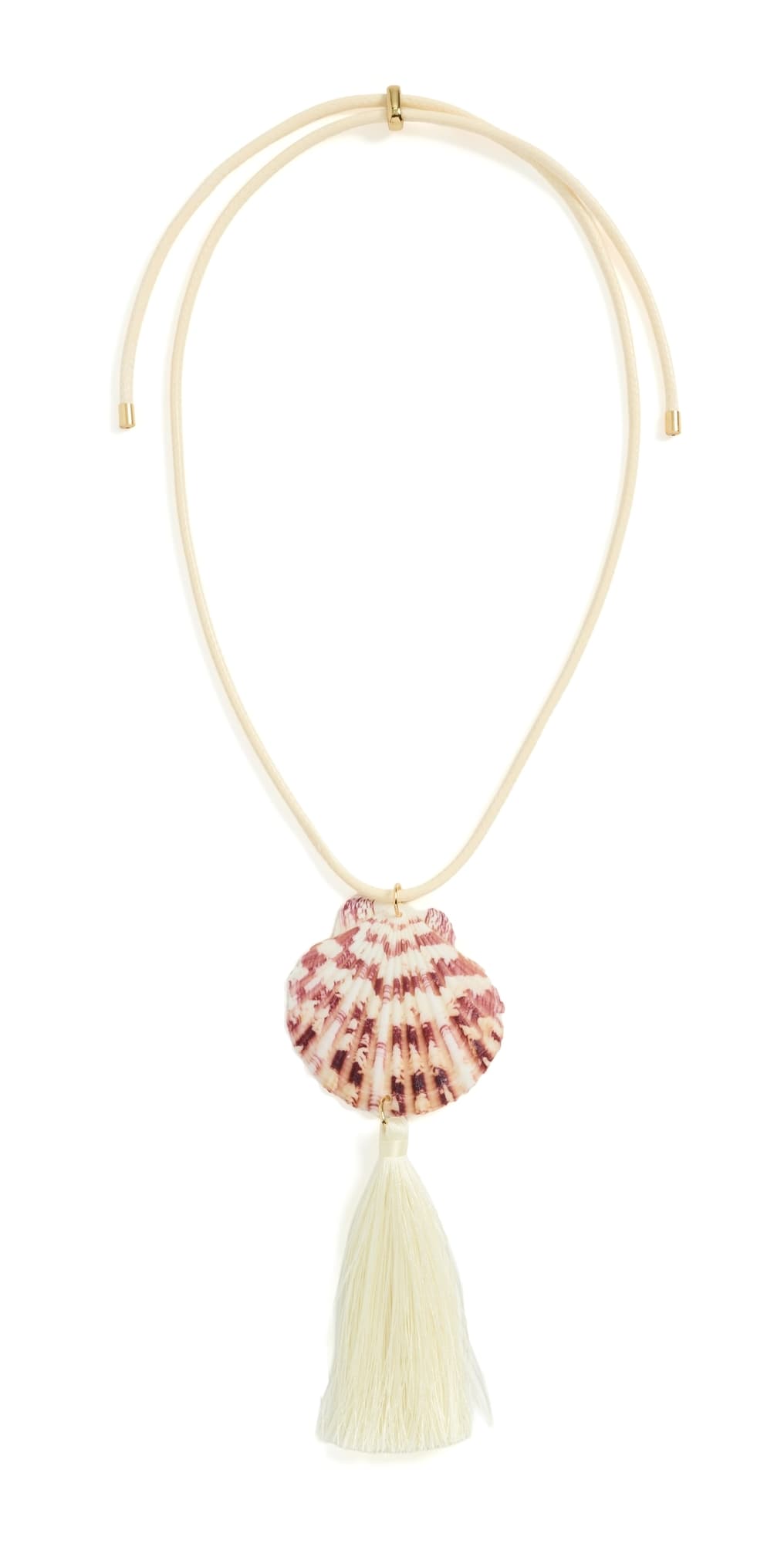 Logan Tay Scallop Shell Tassel Necklace White