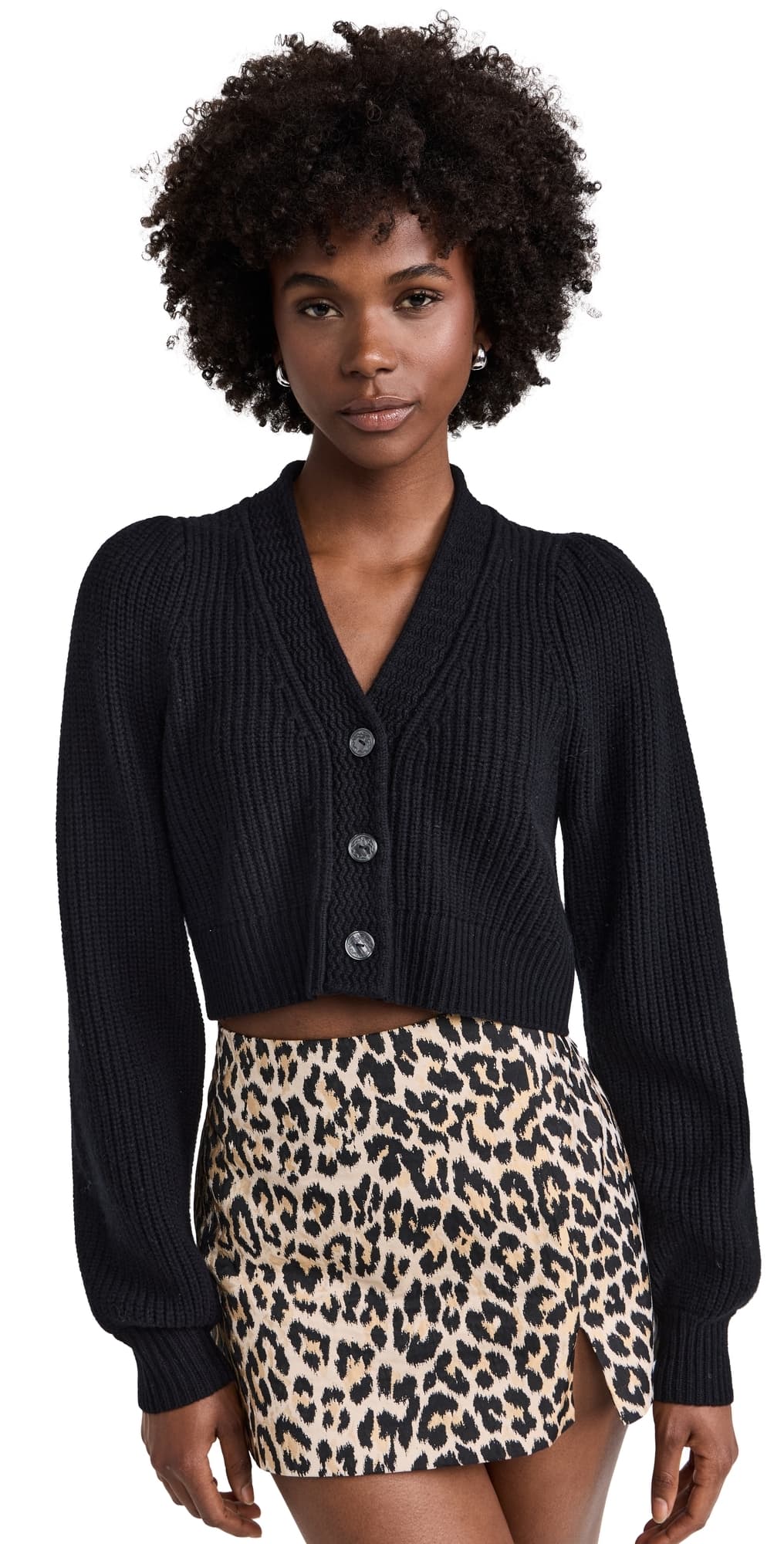 LoveShackFancy Avignon Crop Cardigan Black