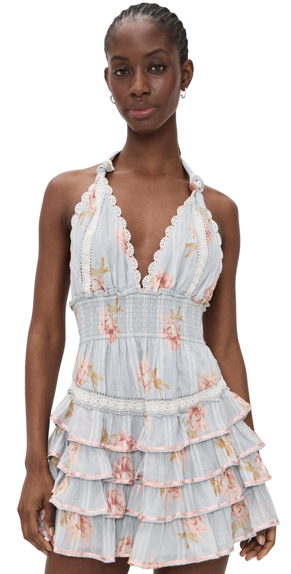 LoveShackFancy Kerch Mini Dress Rustic Sky