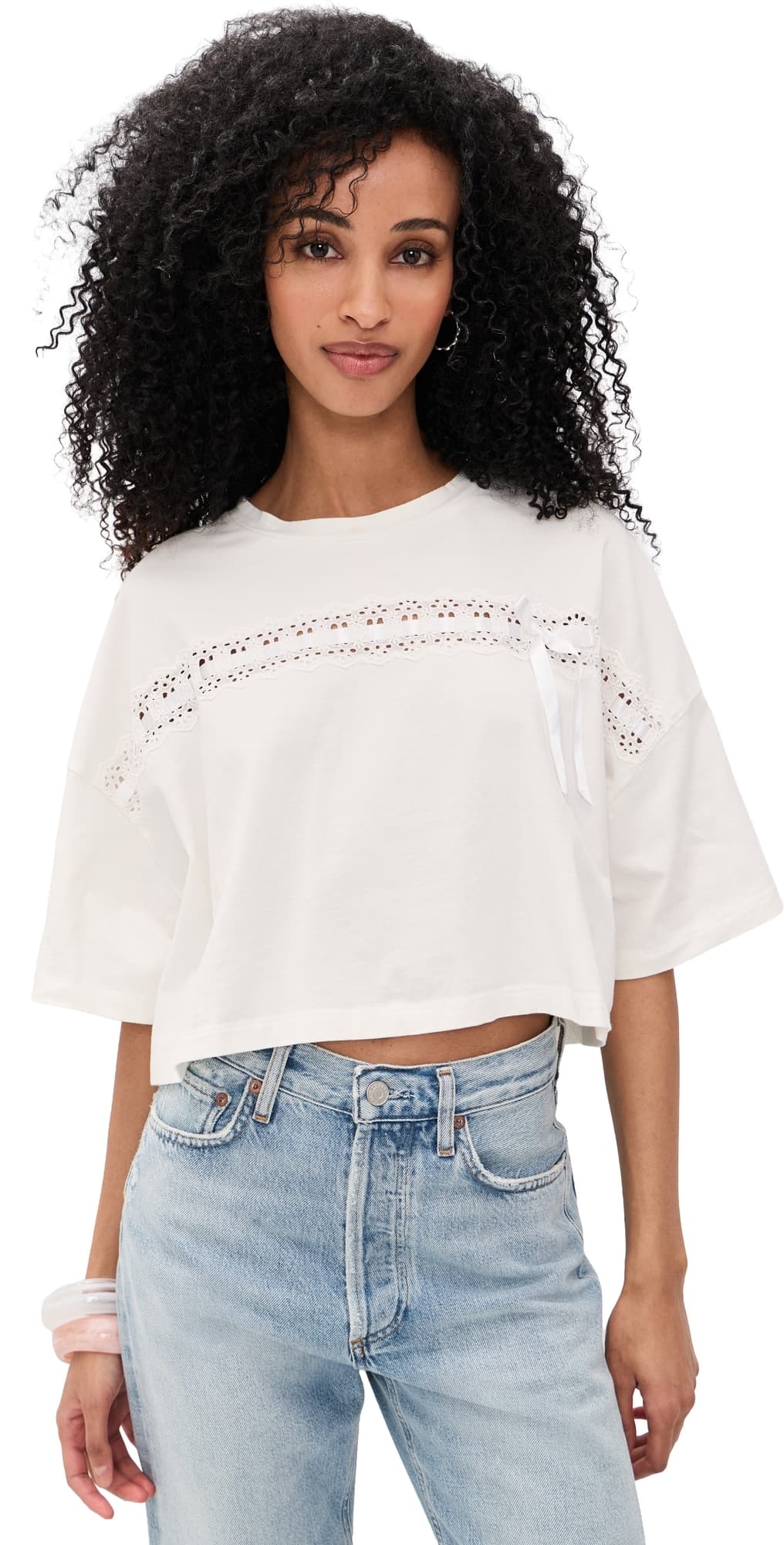 LoveShackFancy Mirelda Tee True White