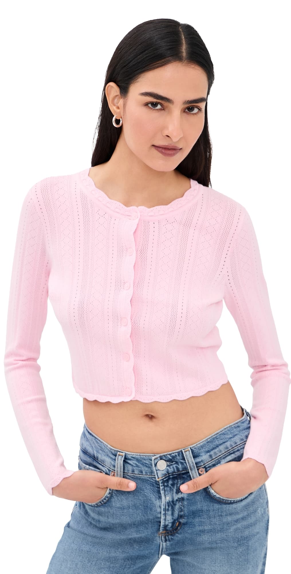 LoveShackFancy Nadiya Cardigan Candy Floss Pink