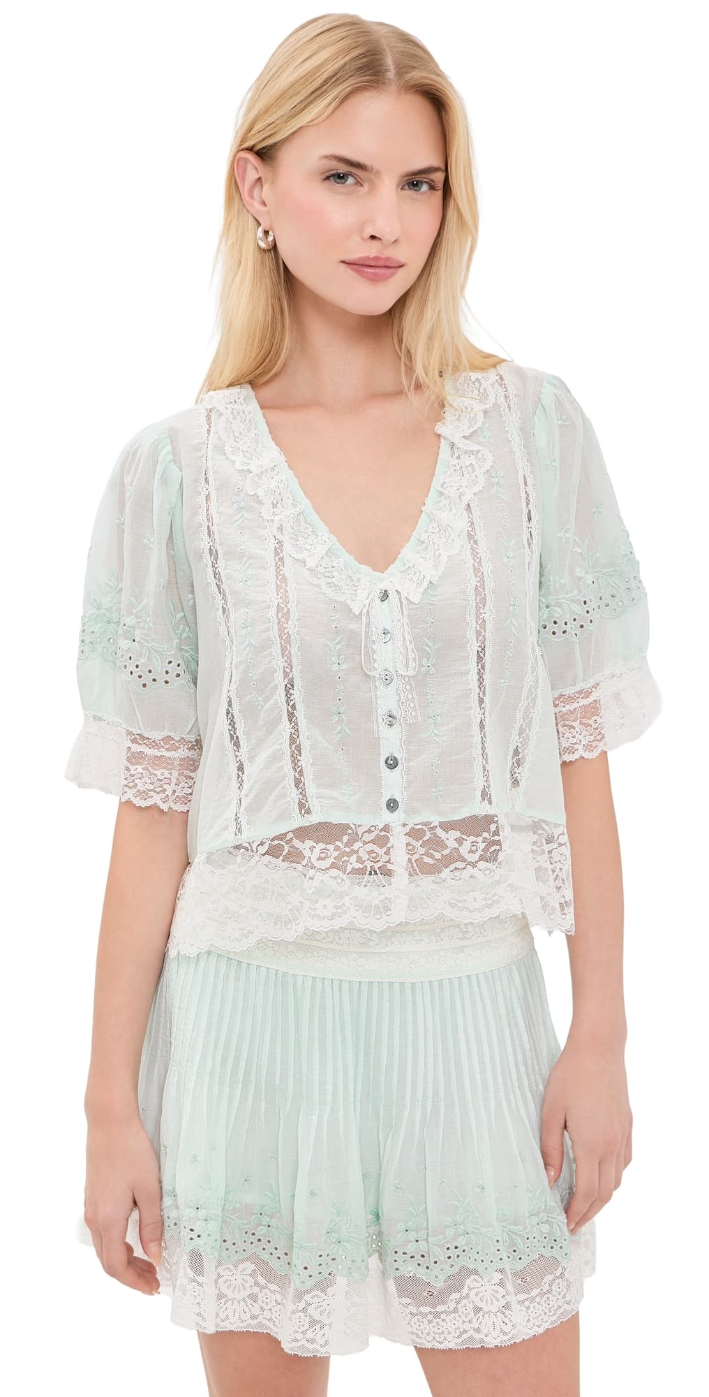 LoveShackFancy Maurelle Top Eau de Nil