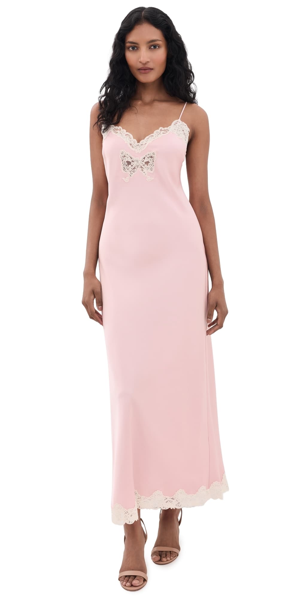LoveShackFancy Lomira Lace Bow Dress Pink