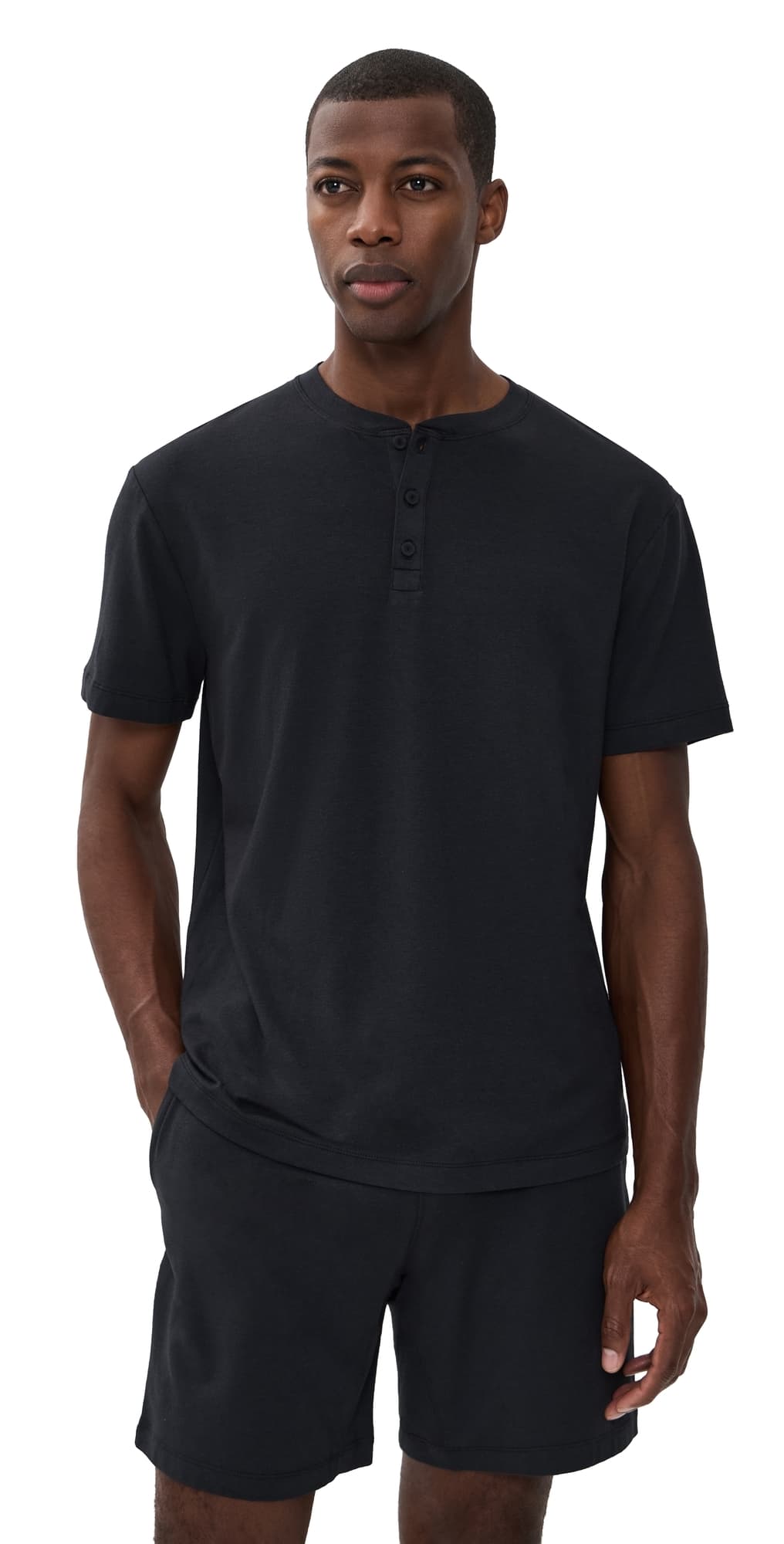 Lunya Men's Slumberknit Henley Tee Immersed Black