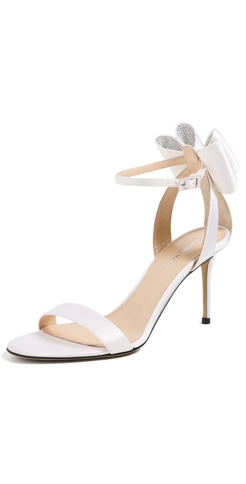 MACH & MACH Le Cadeau Satin Sandals White