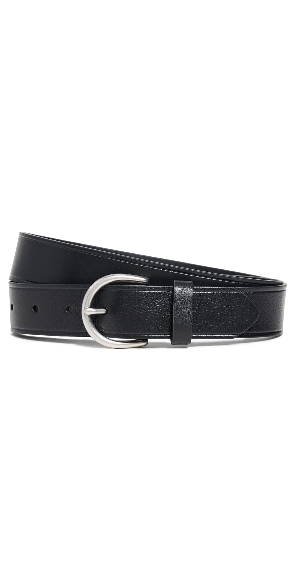 Madewell Medium Perfect Leather Belt Black and Silver