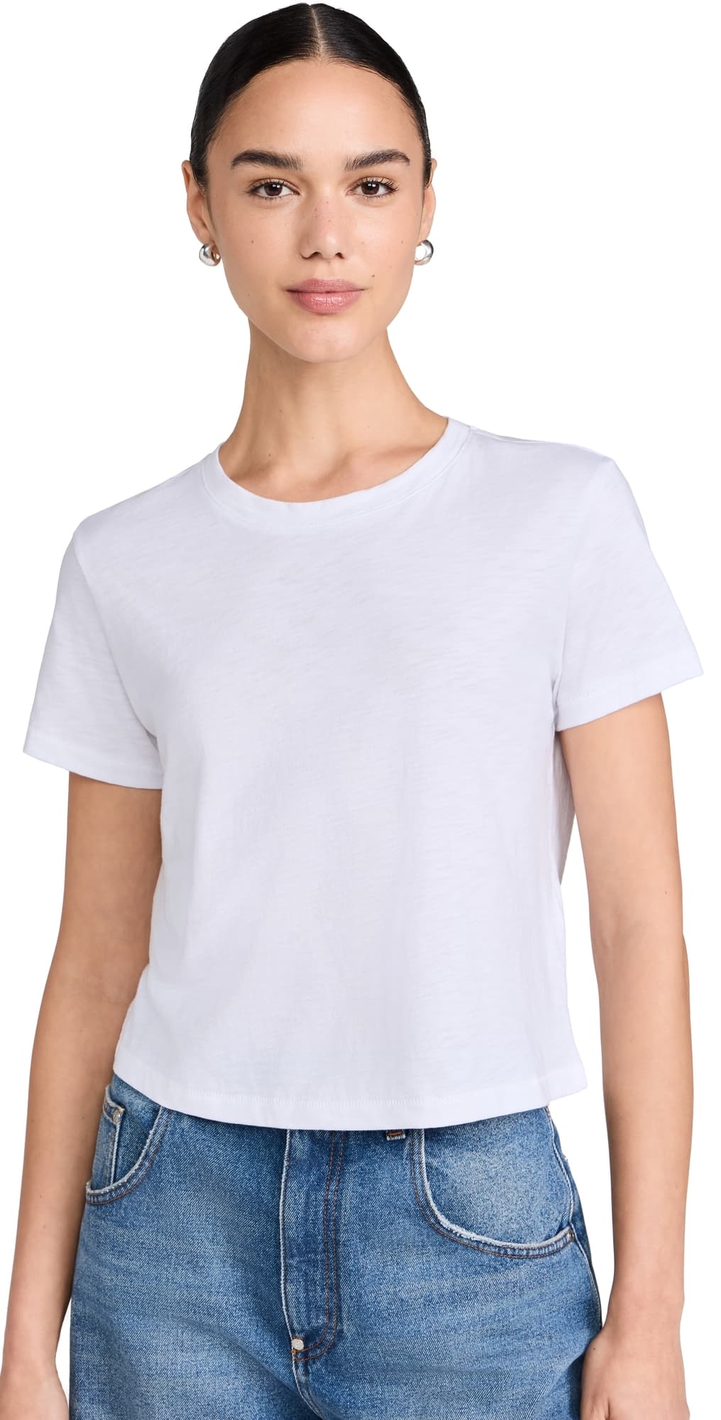 Madewell The Boxy Crop Tee in Soft Slub Eyelet White