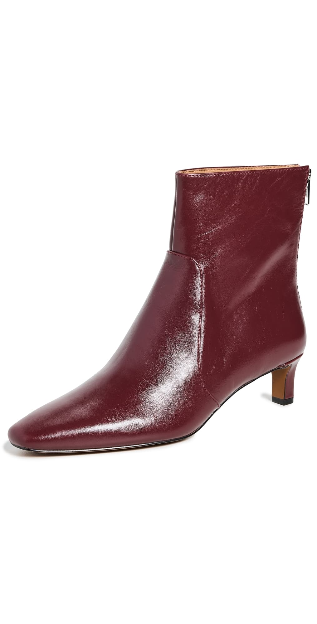 Madewell The Dimes Kitten Heel Boot In Crinkle Leather Deep Merlot