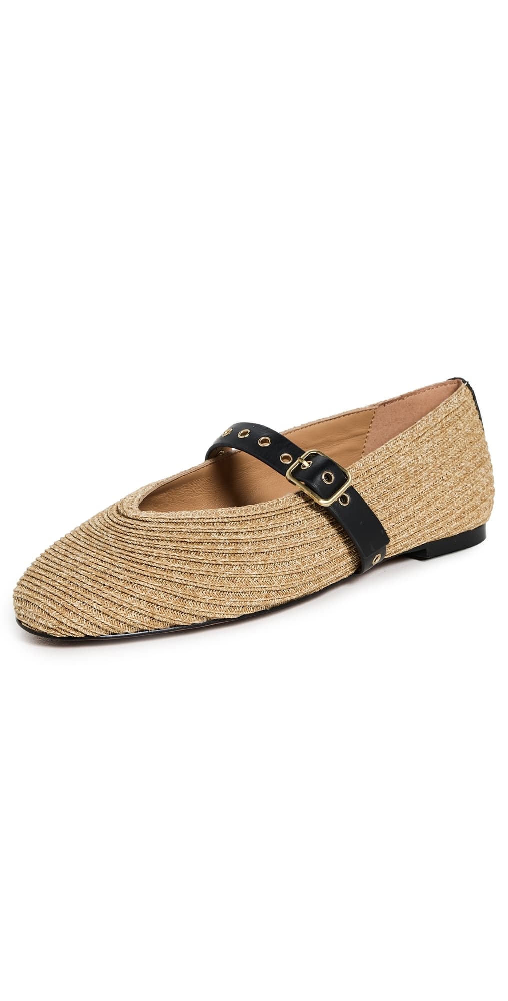 Madewell The Remy Mary Jane Flat in Straw Natural Multi