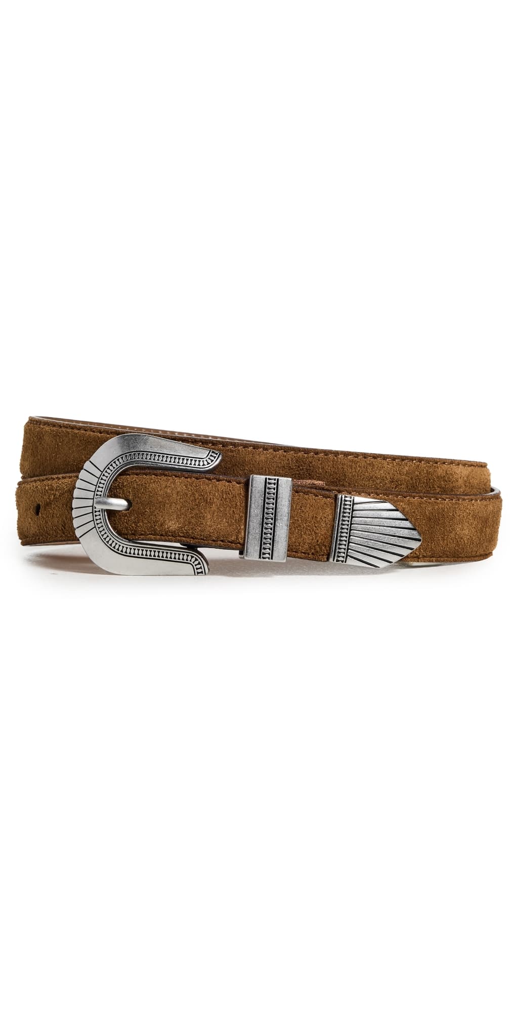 Madewell Overt Western Belt Warm Chestnut Suede